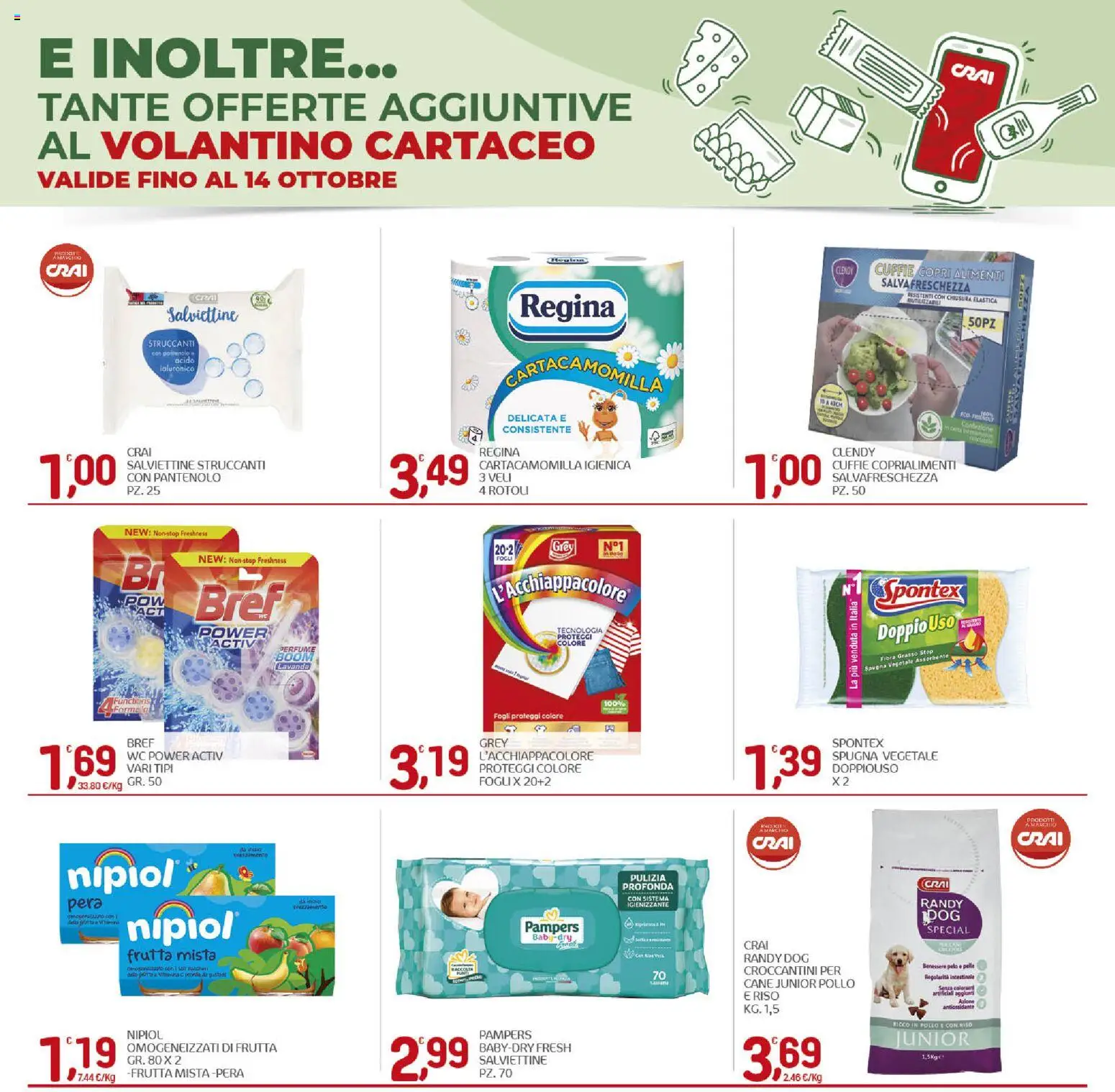 Volantino CRAI del 01/10/2026 | Pagina: 24 | Prodotti: Spugna, Frutta, Pera, Cuffie