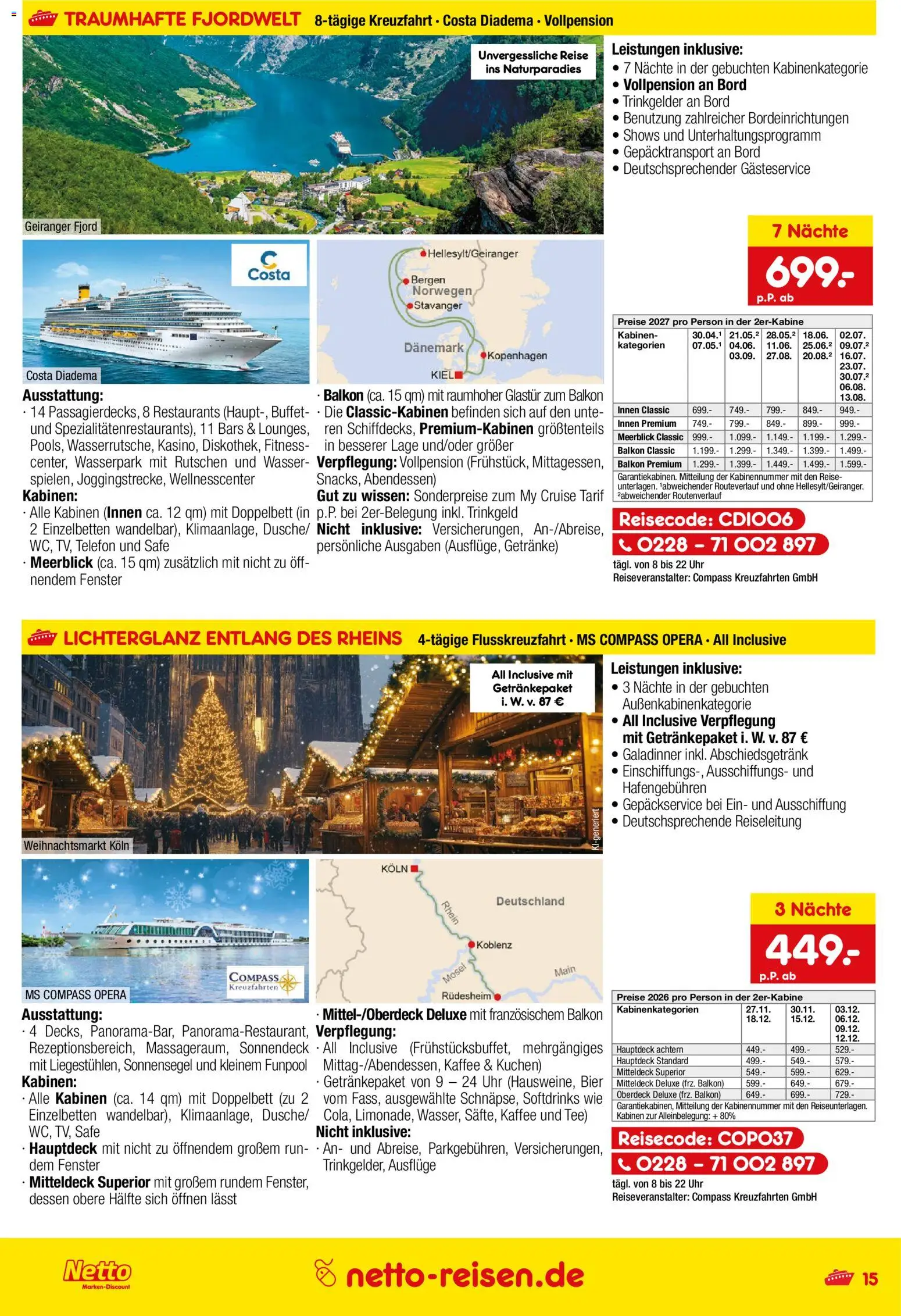 Netto Reisen Prospekt – gültig ab 30.07.2026 | Seite: 15 | Produkte: Kaffee, Wasser, Kuchen, Uhr