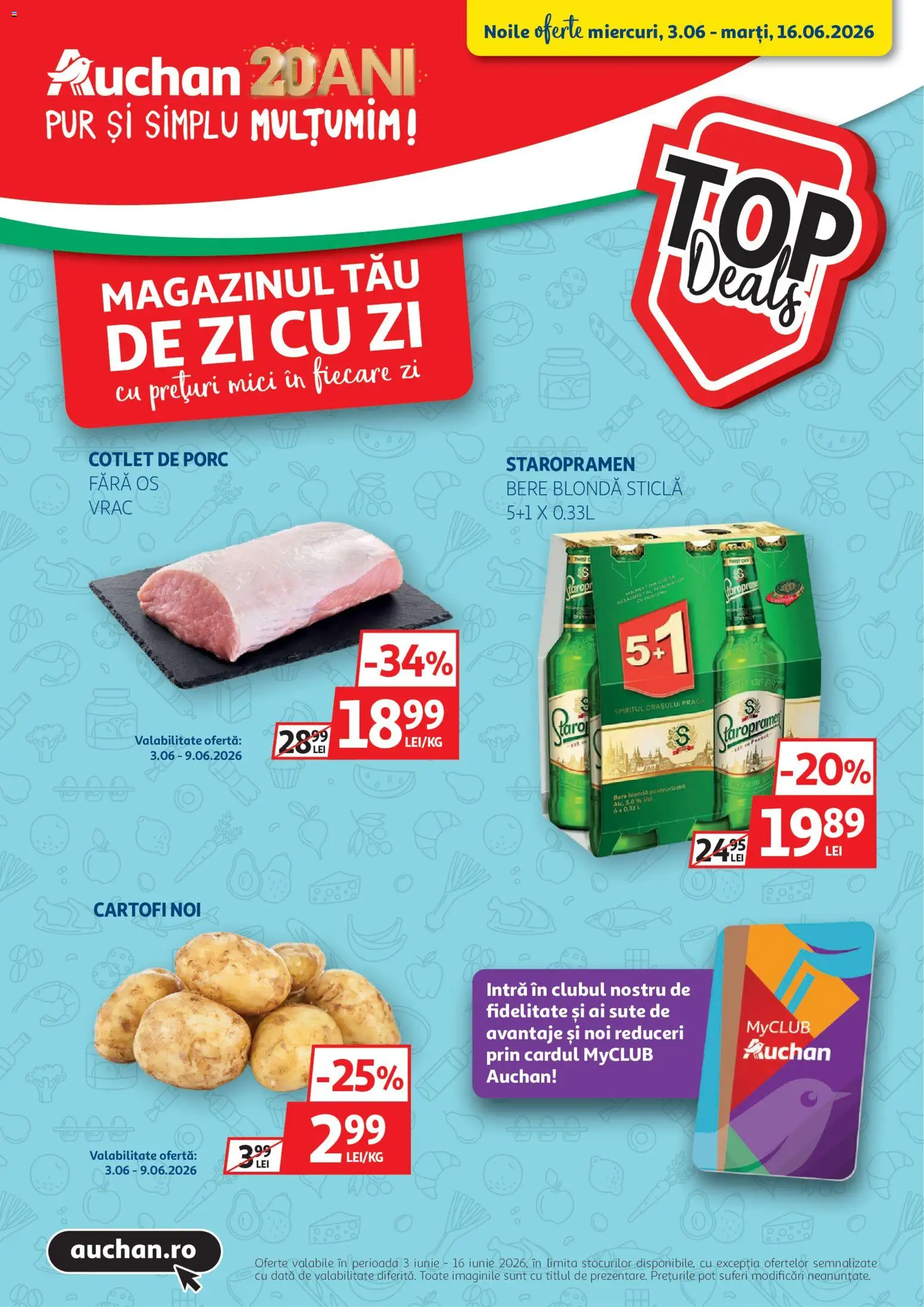 Noul catalog Auchan – valabil de la 03.06.2026 | Pagină: 1 | Produse: Pară, Lait de coco, Mici, Bere