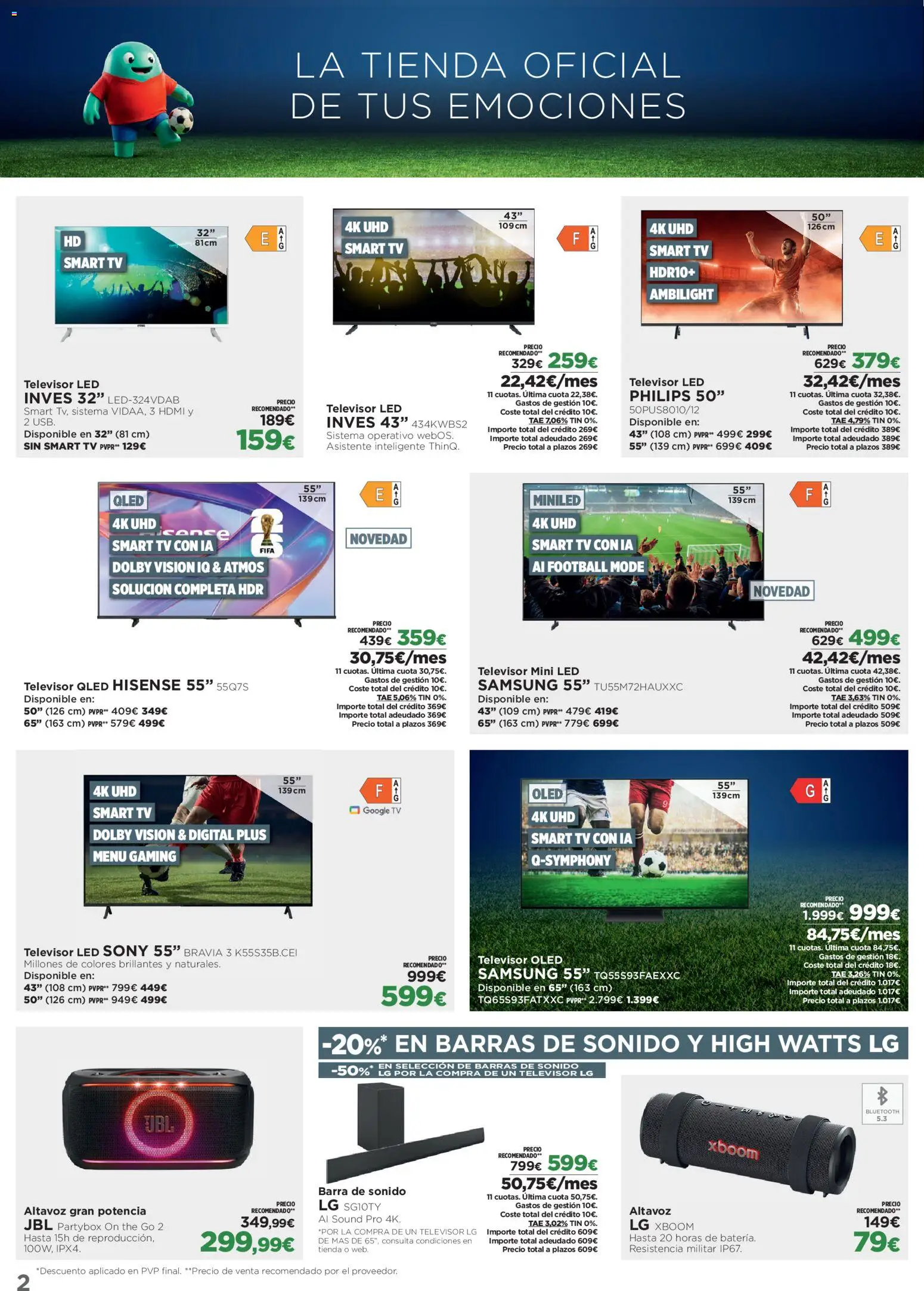 El Corte Inglés ofertas │ válido desde el 08.06.2026 | Página: 2 | Productos: Καλαμάρι, Televisor, Altavoz, USB