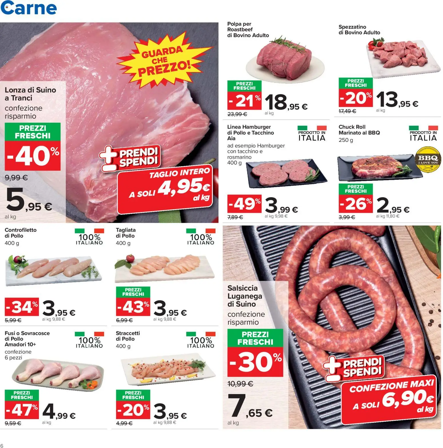 Volantino Carrefour del 23/10/2026 | Pagina: 6 | Prodotti: Bovino, Rosmarino, Taglio, Salsiccia
