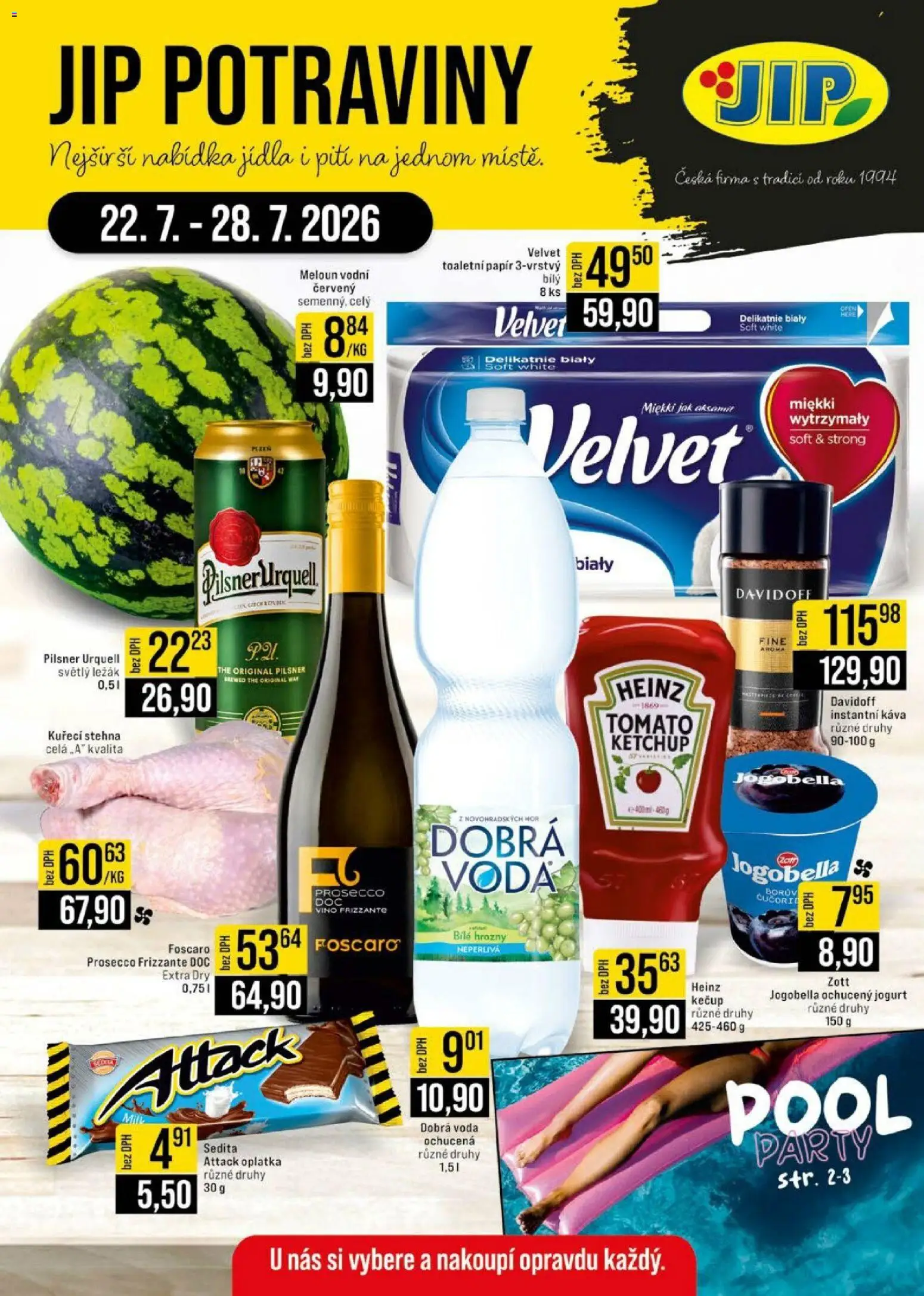 Jip leták - Cash & Carry od 22.07.2026 | Strana: 1 | Produkty: Víno, Kečup, Toaletní papír 3vrstvý, Meloun vodní