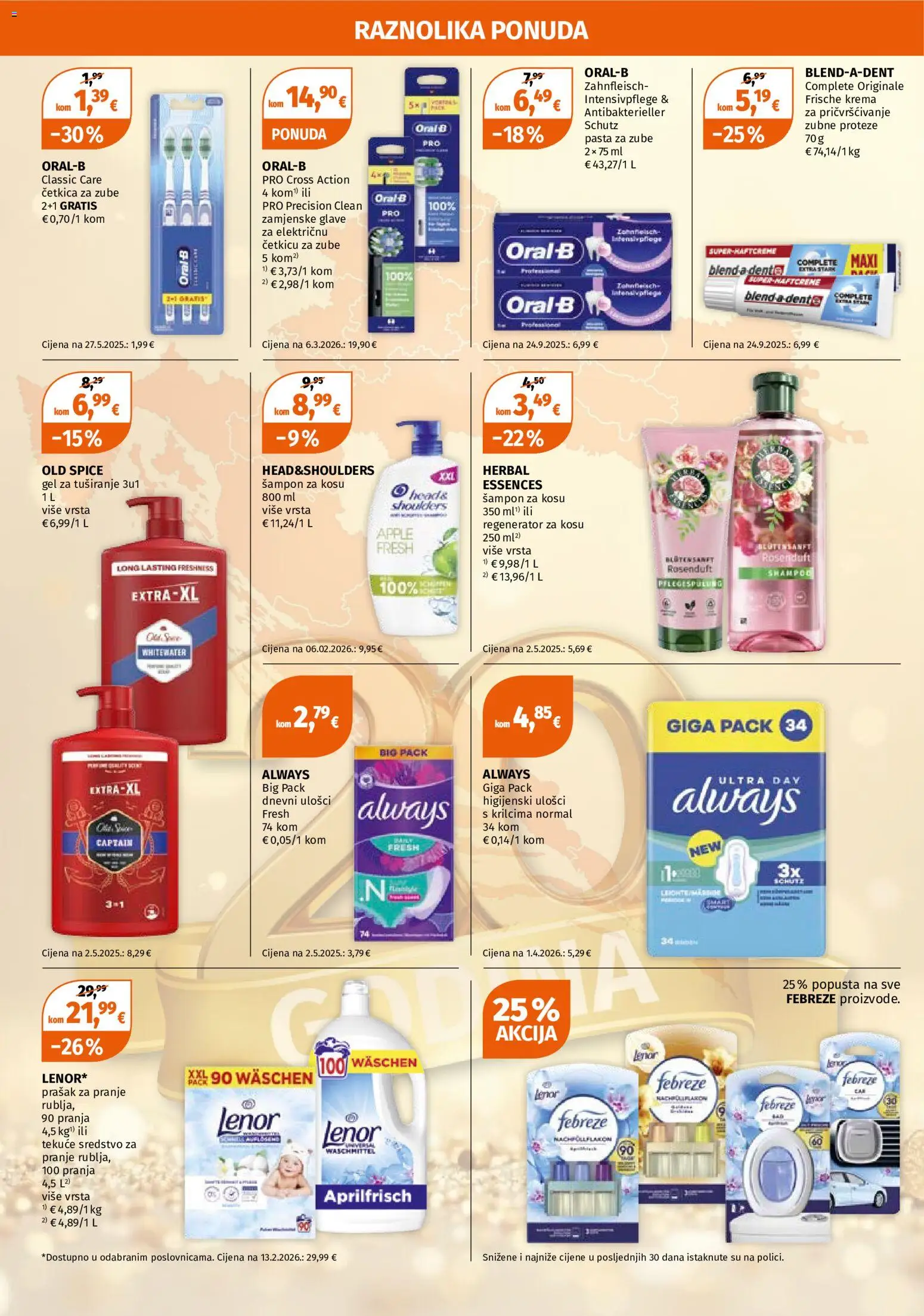 Müller katalog | vrijedi od 28.09.2026 | Stranica: 4 | Proizvodi: Higijenski ulošci, Dnevni ulošci, Gel za tuširanje, Old Spice