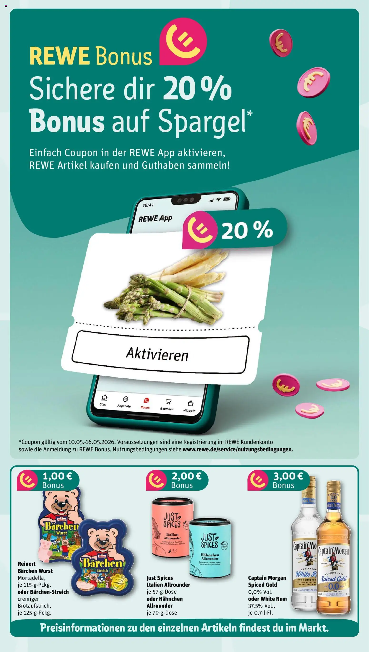 Rewe Prospekt 	 – gültig ab 11.05.2026 | Seite: 3 | Produkte: Hahnchen, Rum, Wurst, Captain morgan