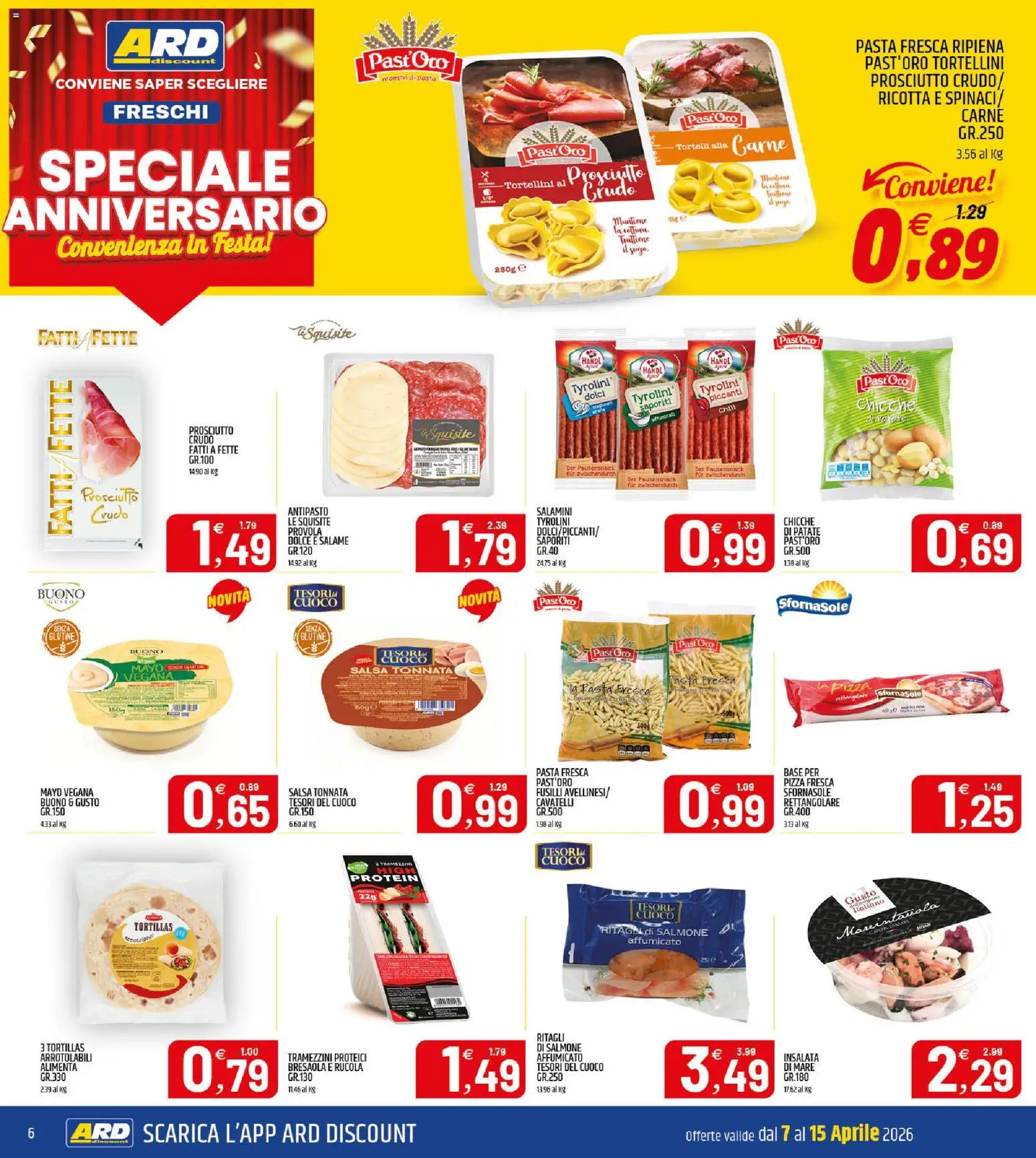 Volantino ARD Discount del 07.04.2026 | Pagina: 6 | Prodotti: Salmone affumicato, Bresaola, Insalata, Pasta