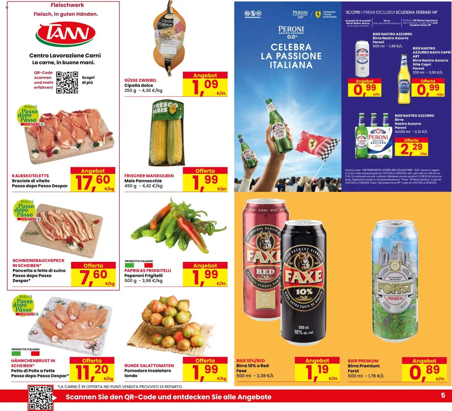 Volantino Eurospar del 06/08/2026 | Pagina: 5 | Prodotti: Peperoni, Cipolla, Polo, Vitello