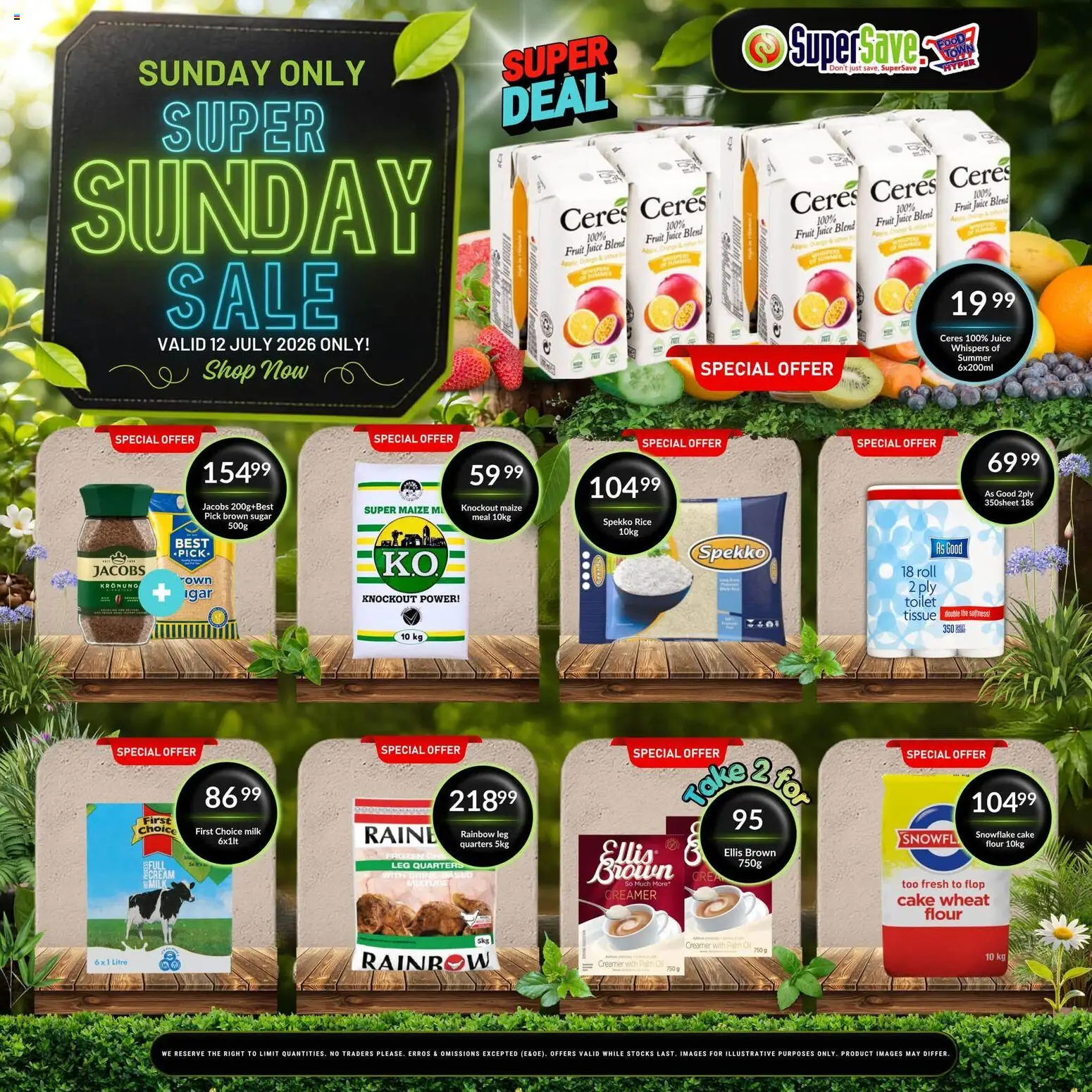 New Super Save catalogue – valid from 12/07/2026 | Page: 1 | Products: Flour, Creamer, Fruit, Sugar