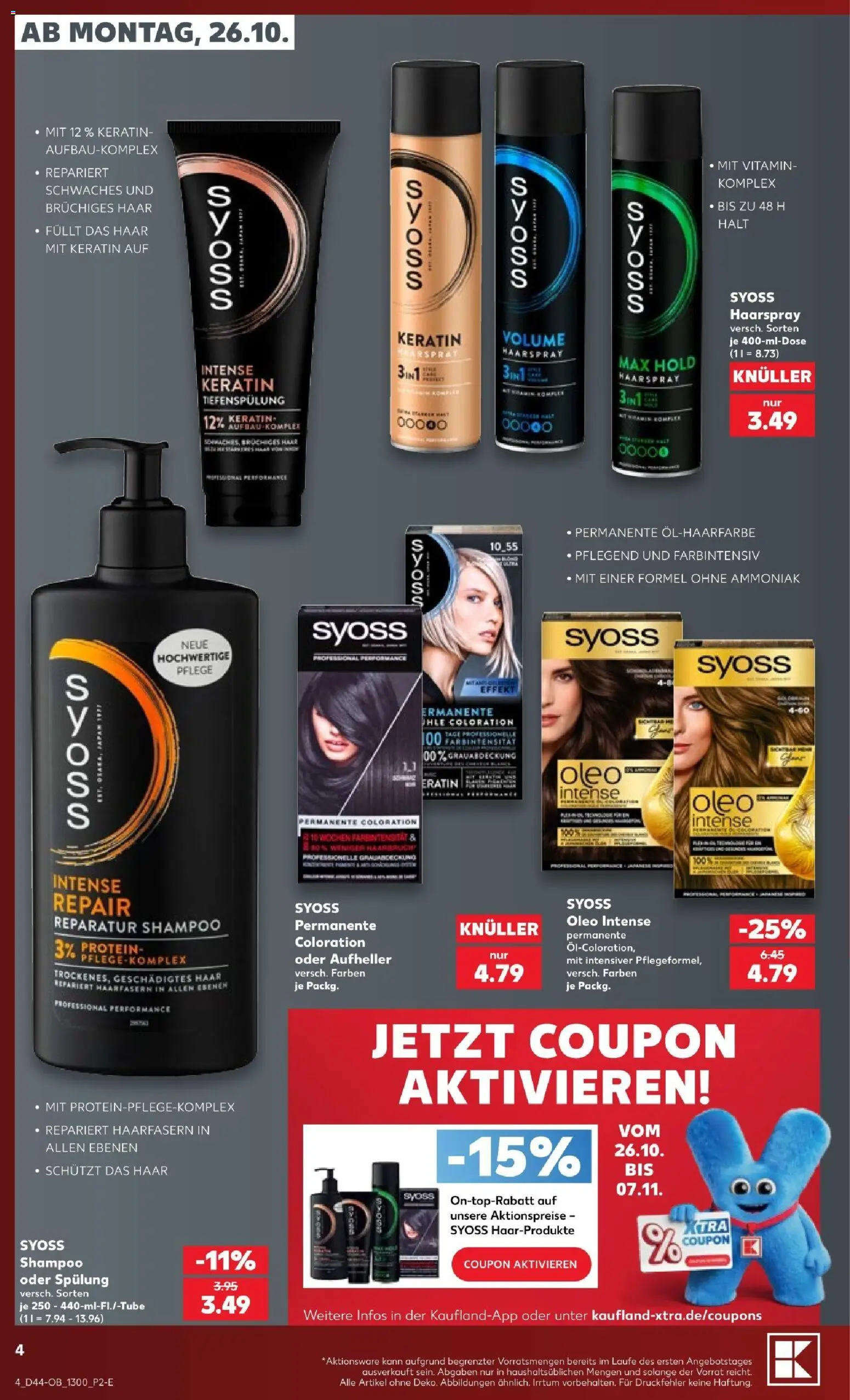 Kaufland Prospekt Berlin – gültig ab 26.10.2026 | Seite: 4 | Produkte: Aufheller, Shampoo, Spülung, Haarspray