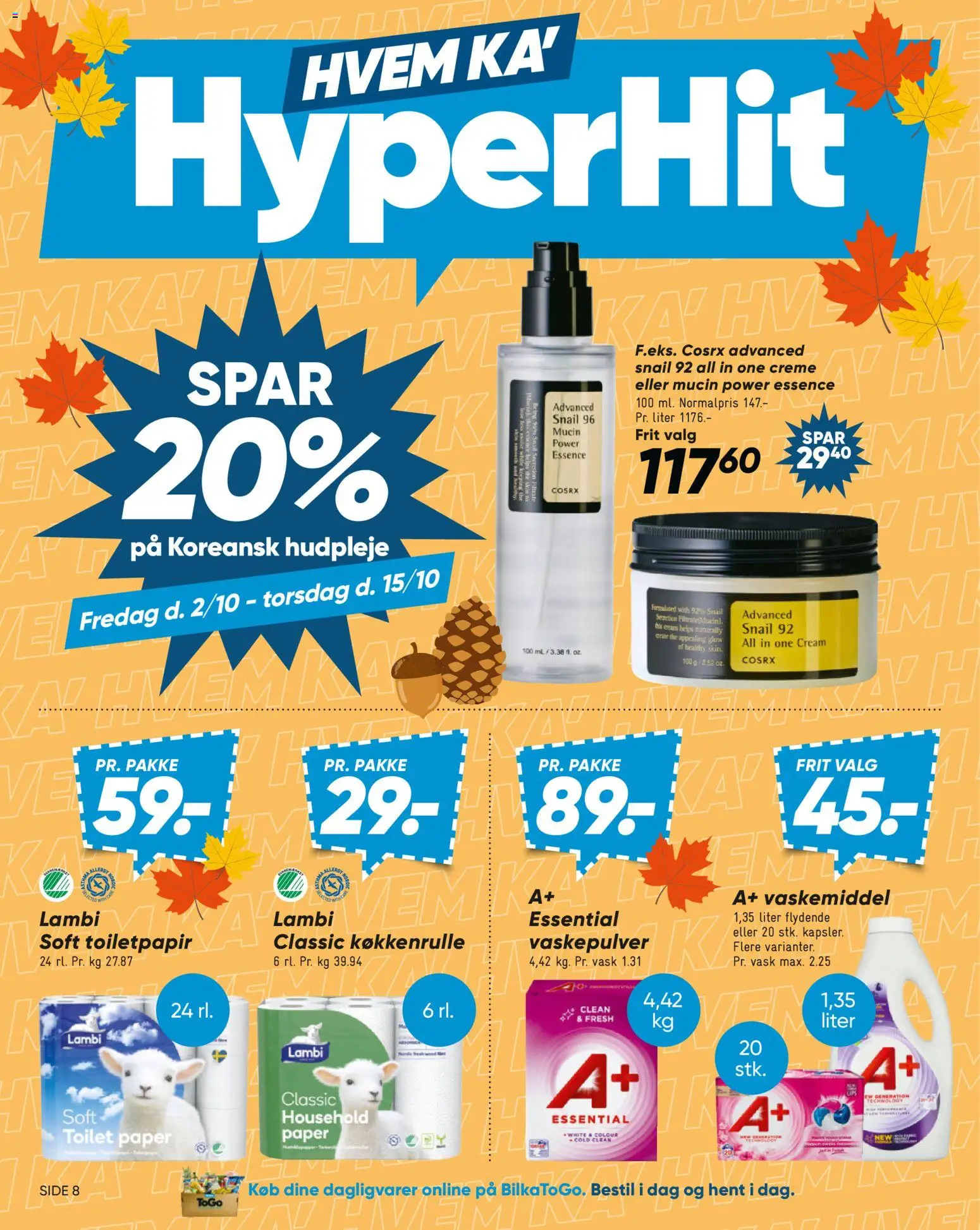 Bilka tilbudsavis – gyldig fra 09/10/2026 | Side: 8 | Produkter: Dagligvarer, Creme, Vaskepulver, Toilet