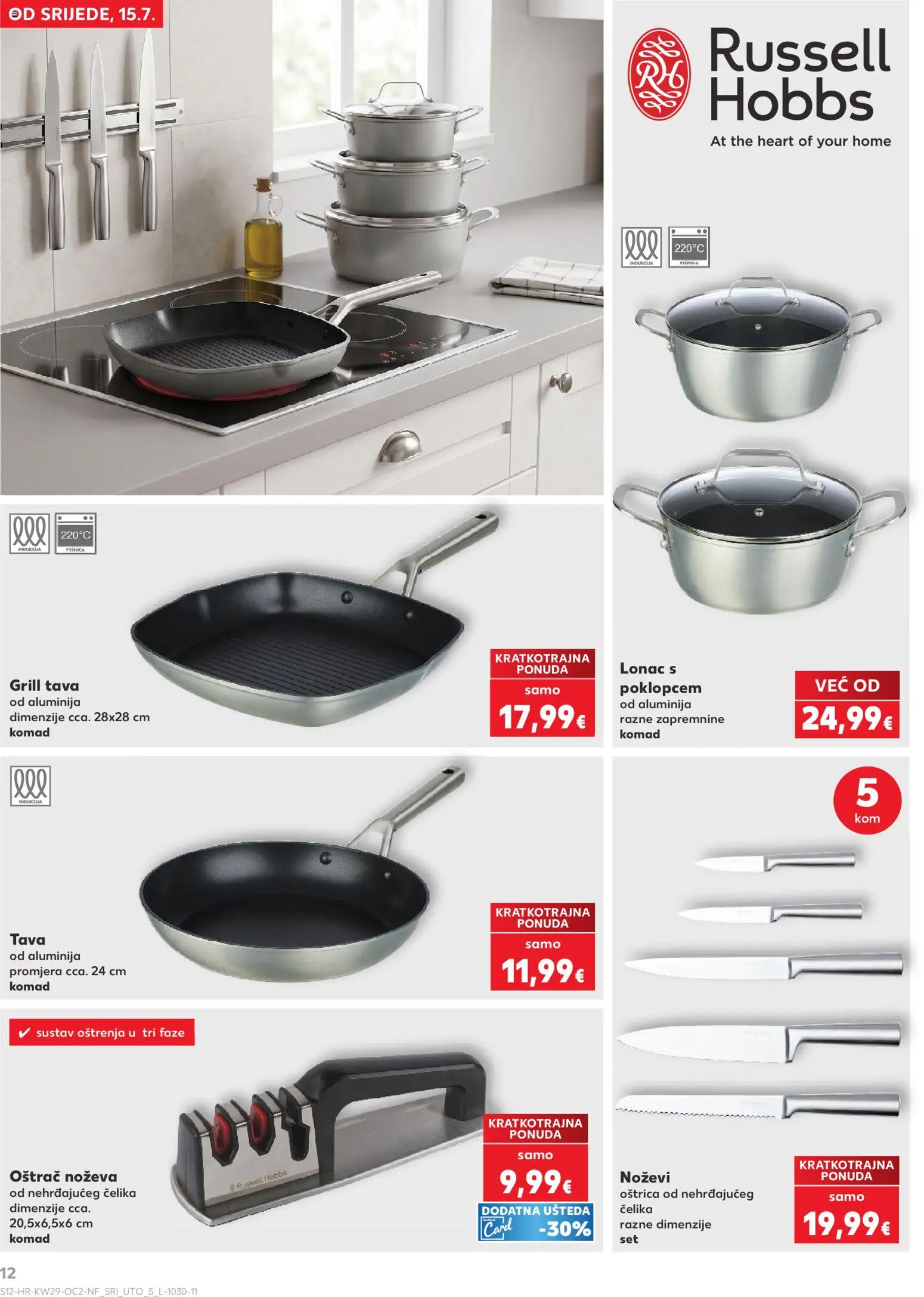 Kaufland katalog | vrijedi od 15.07.2026 | Stranica: 12 | Proizvodi: Grill tava, Oštrač noževa, Tava, Lonac