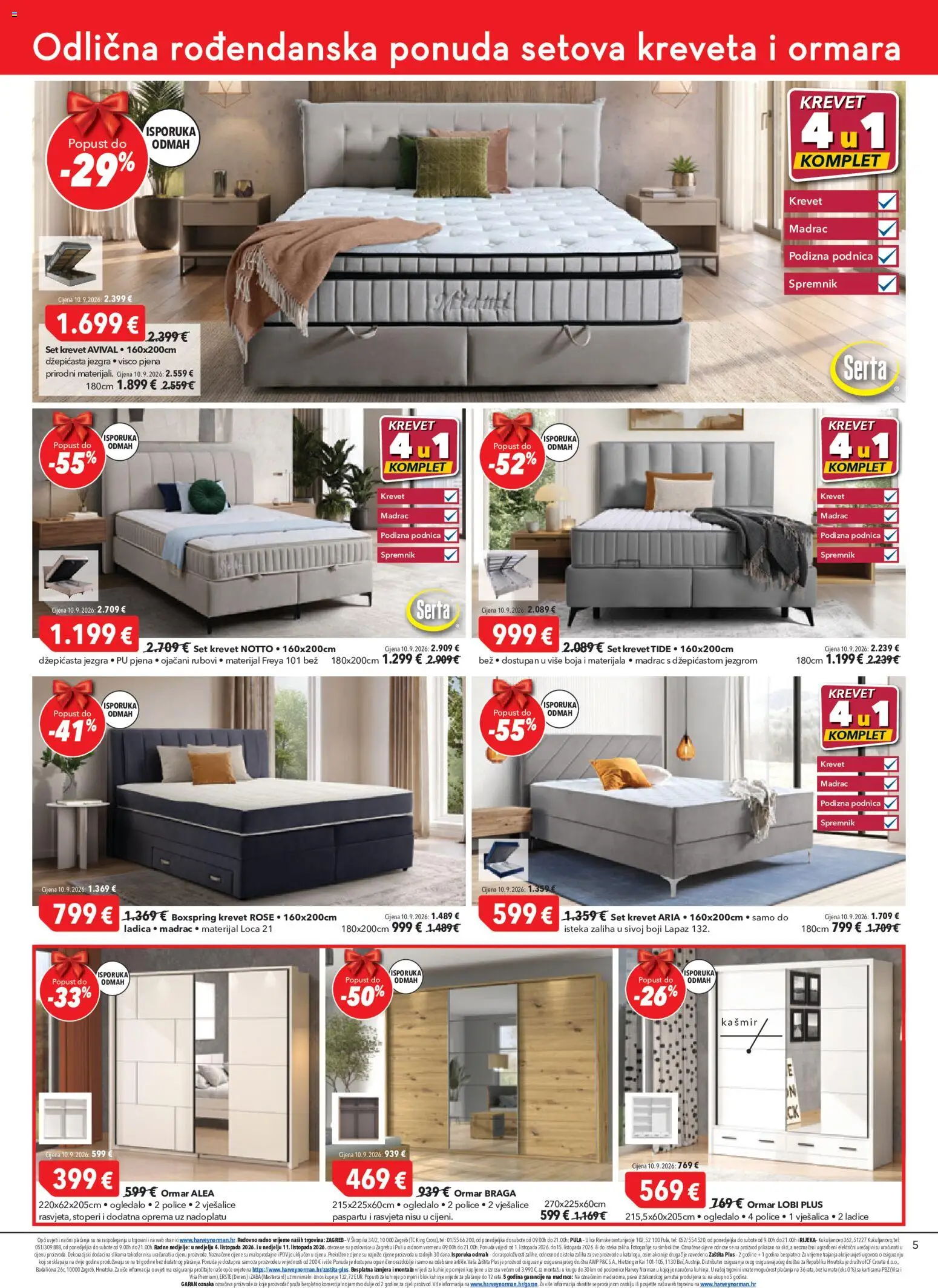 Harvey Norman katalog | vrijedi od 01.10.2026 | Stranica: 5 | Proizvodi: Madrac, Rasvjeta, Pjena, Vješalice