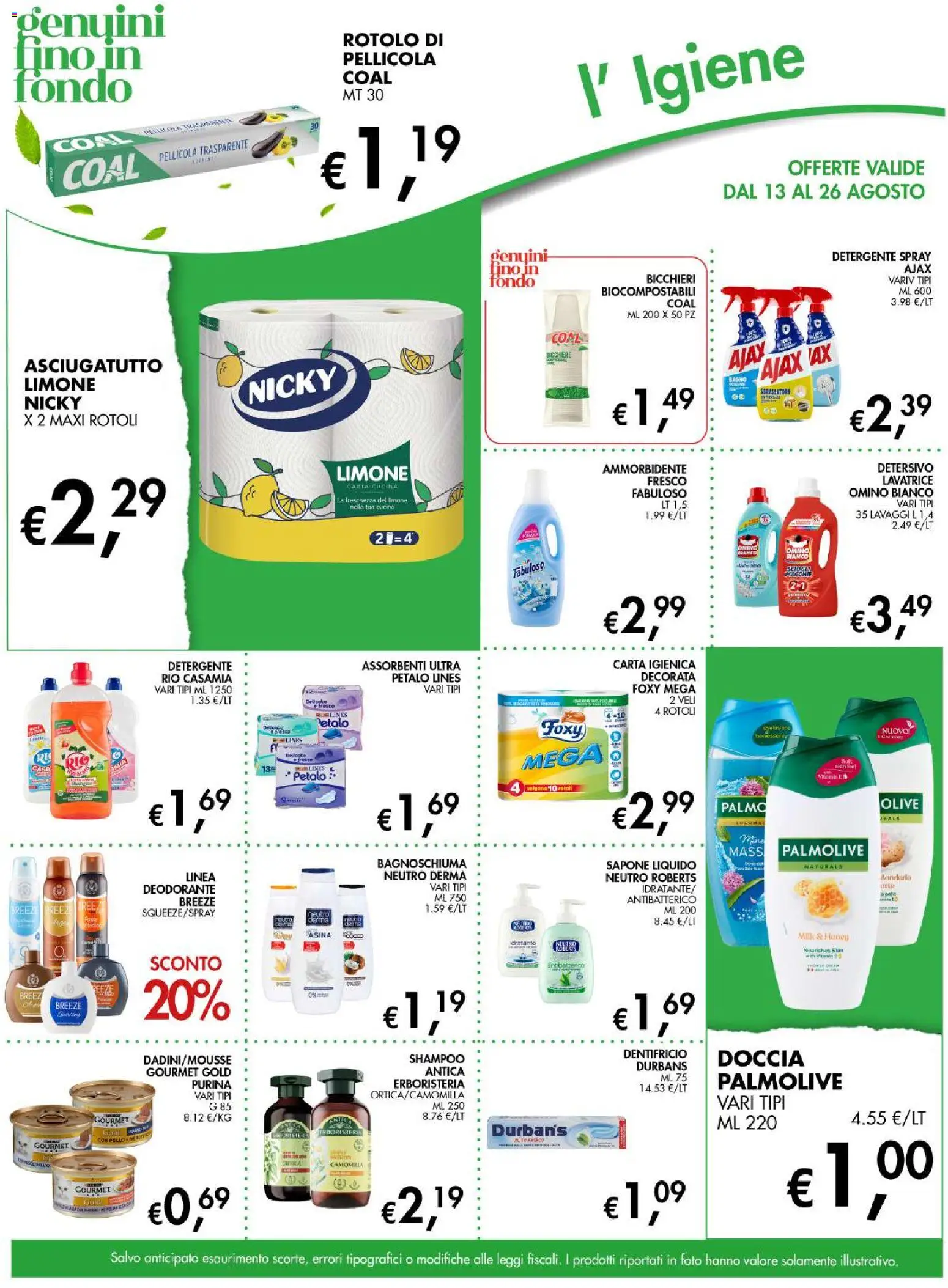 Volantino Coal del 13/08/2026 | Pagina: 13 | Prodotti: Shampoo, Sgrassatore, Olive, Lavatrice