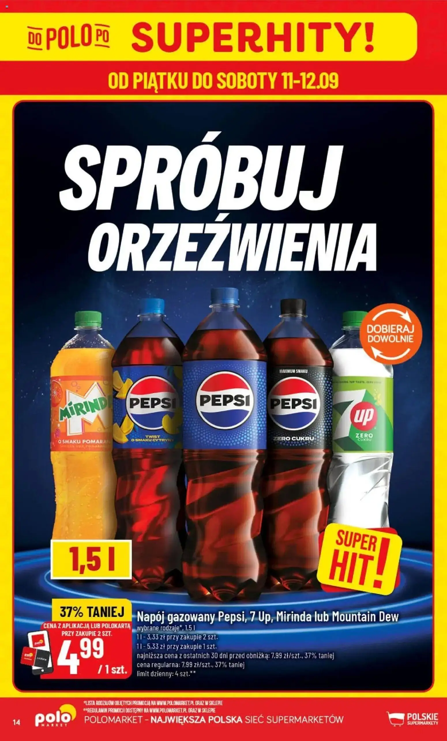 Nowa POLOmarket gazetka od jutra 09.09.2026 | Strona: 14 | Produkty: Pepsi
