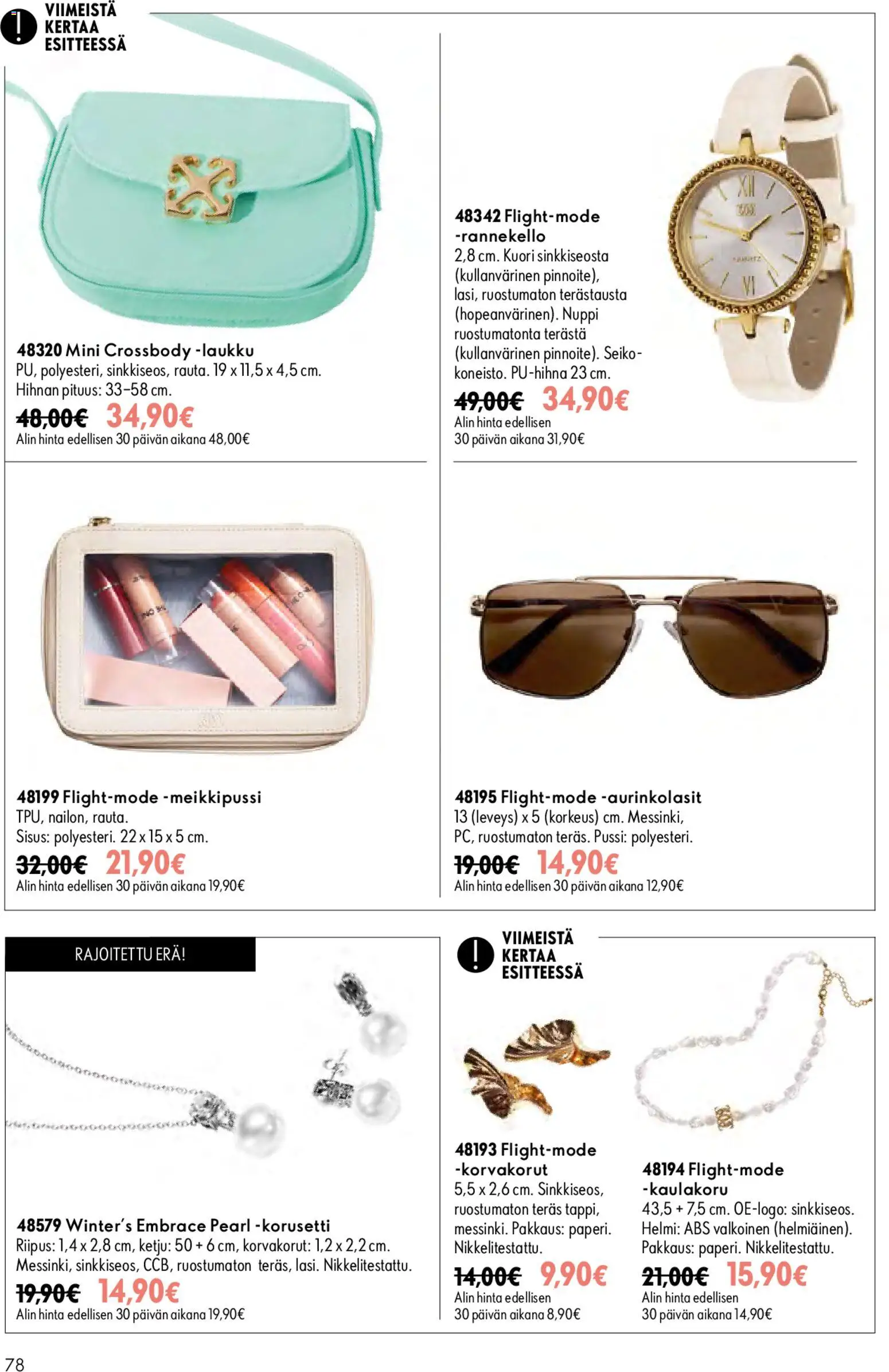 Oriflame tarjoukset – voimassa 26/08/2026 alkaen | Sivu: 78 | Tuotteet: Meikkipussi, Kaulakoru, Aurinkolasit, Korvakorut