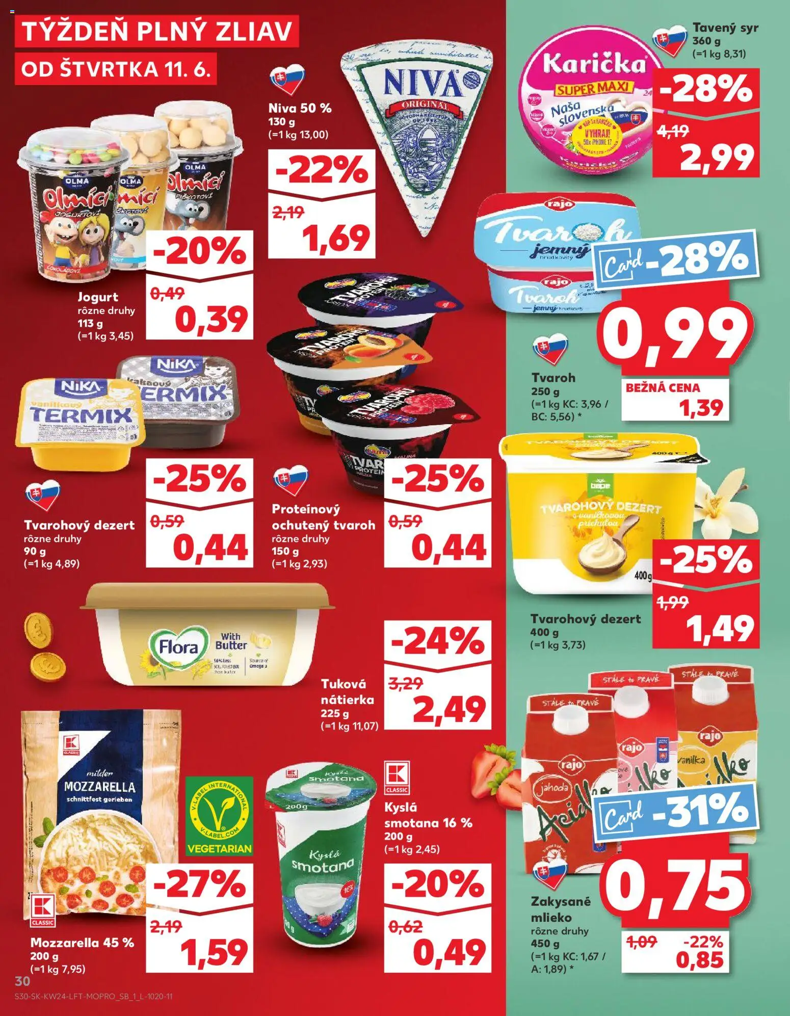 Nové Kaufland akcie – leták je platný od 11.06.2026 | Strana: 30 | Produkty: Syr, Jogurt, Protein, Tvaroh