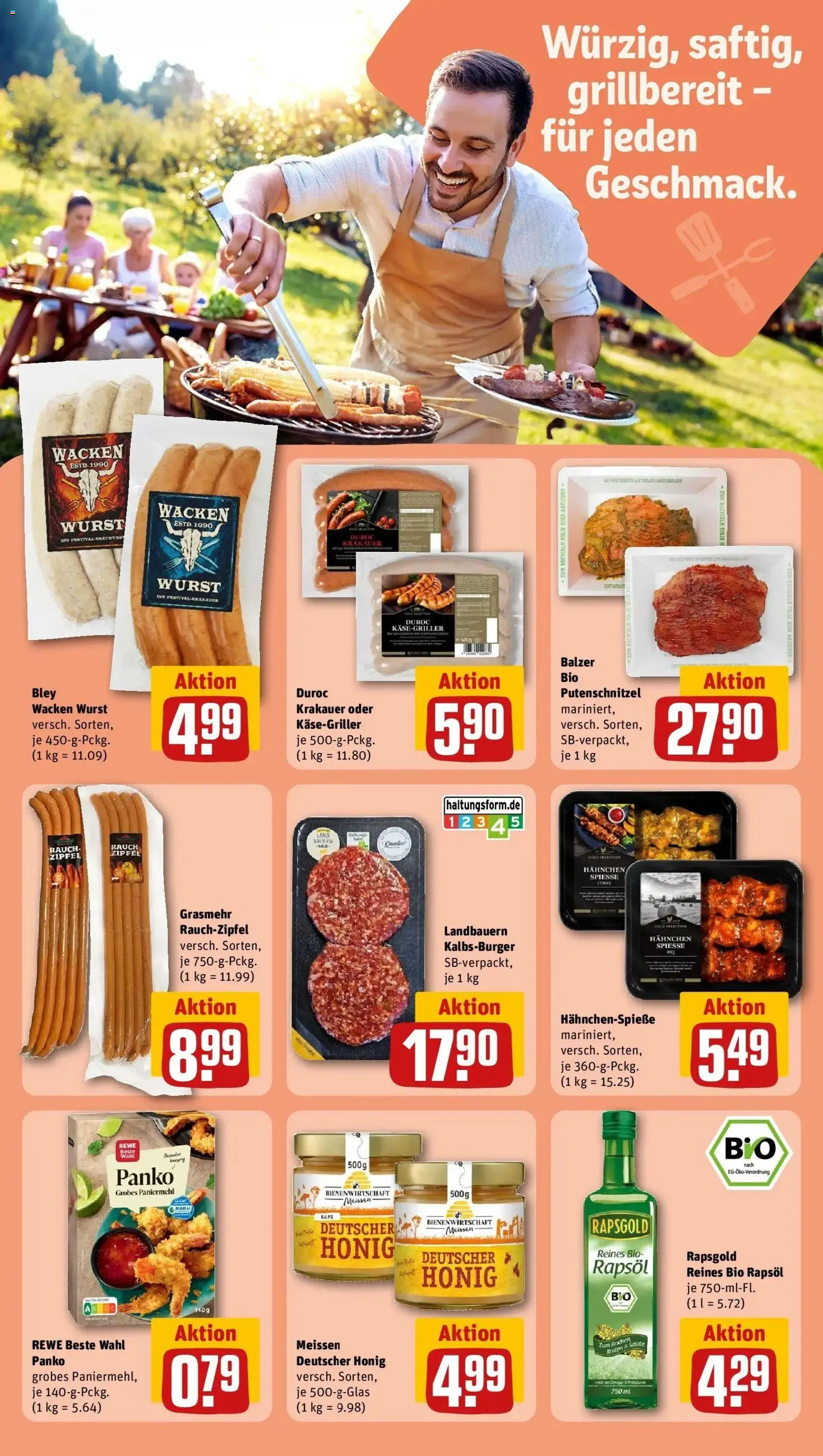 REWE Prospekt ab 04.05.2026 zum Blättern » Angebote | Seite: 22 | Produkte: Bratwurst, Burger, Spieße, Putenschnitzel