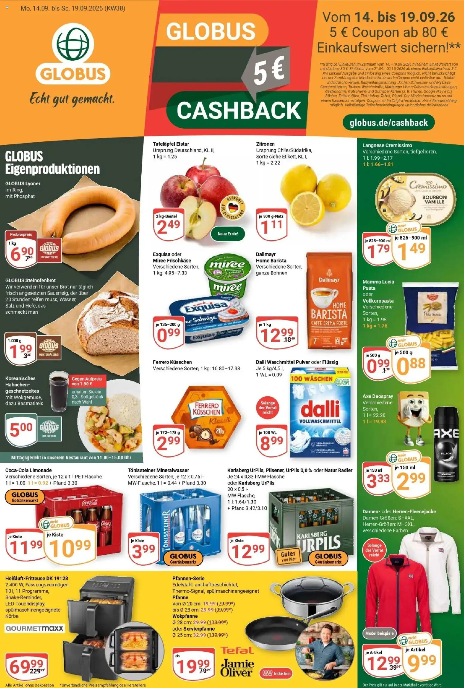 Globus Prospekt Völklingen (ab 14.09.2026) » Angebote online | Seite: 5 | Produkte: Langnese cremissimo, Mineralwasser, Deospray, Pasta