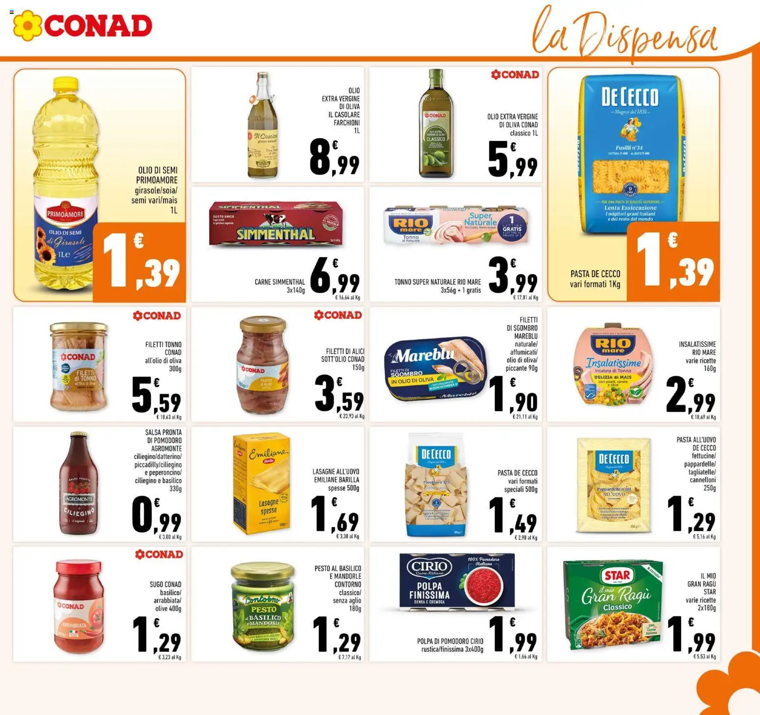 Volantino Conad del 10/08/2026 | Pagina: 15 | Prodotti: Lasagna, Mandorle, Pesto, Tonno