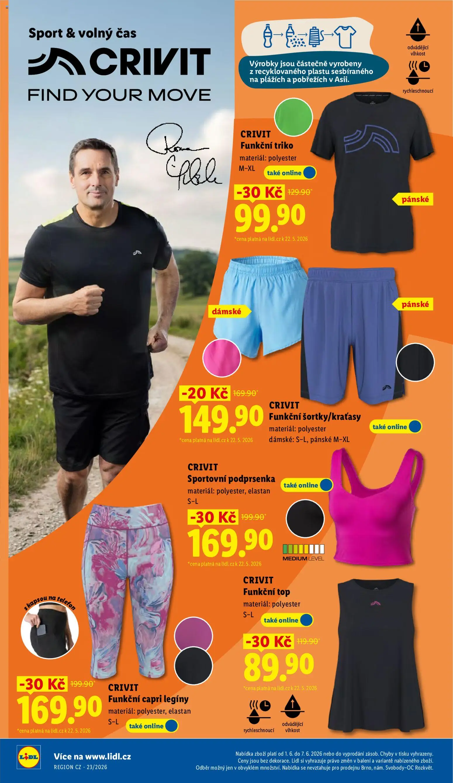 Lidl leták - Spotřební zboží od 01.06.2026 | Strana: 16 | Produkty: Legíny, Telefon, Funkční triko, Sportovní podprsenka