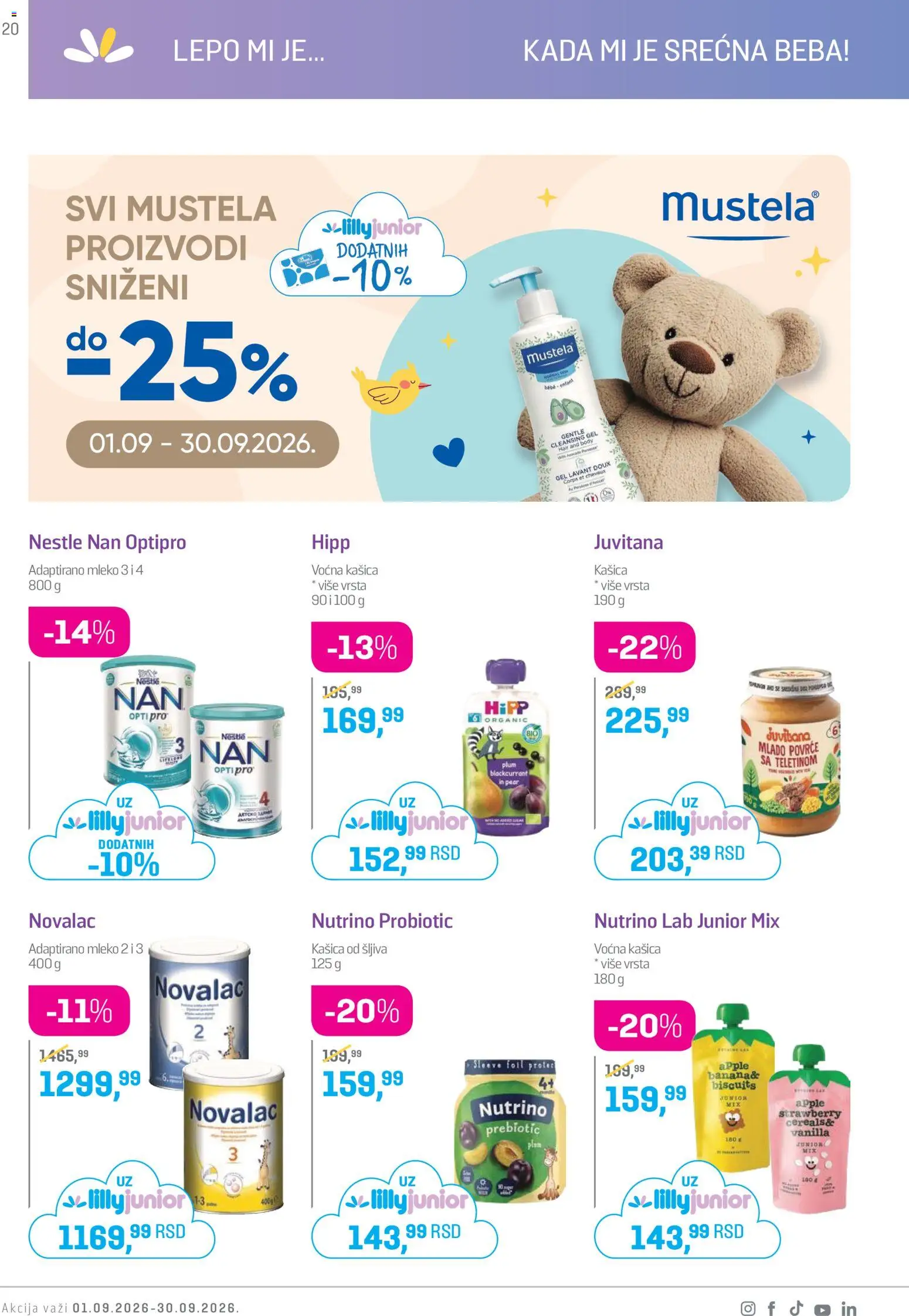 Lilly drogerie katalog - važi od 01.09.2026 | Strana: 20 | Proizvode: Mleko, Šljiva, Povrće