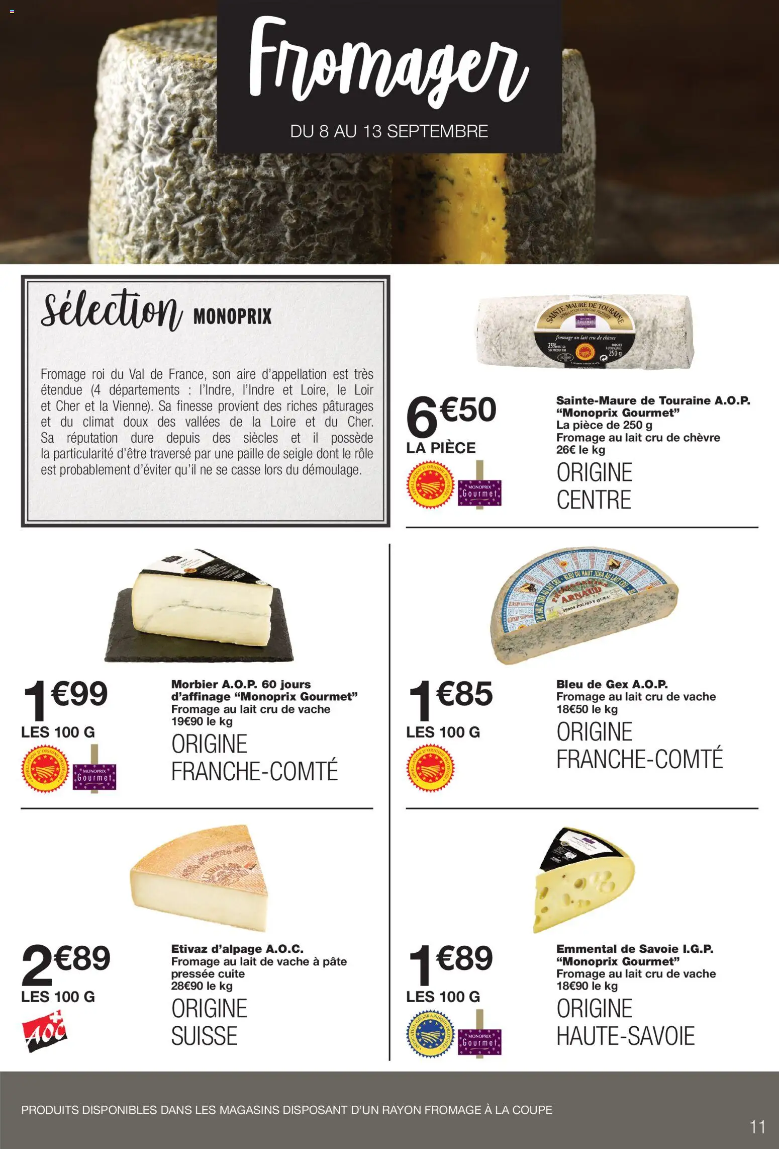 {H1} | Page: 11 | Produits: Emmental, Morbier, Lait, Fromage