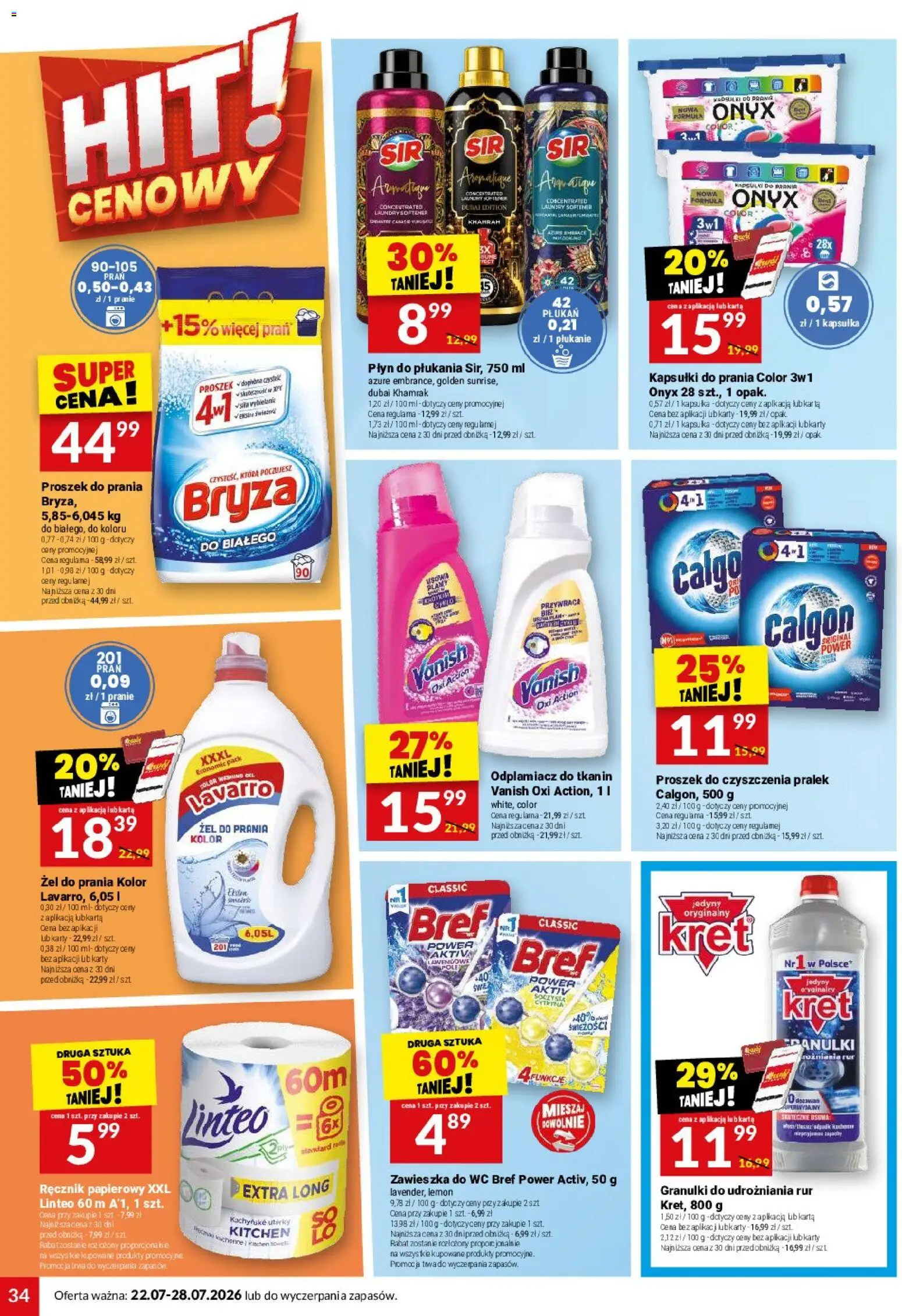 Twój Market gazetka od 22.07.2026 | Strona: 34 | Produkty: Karta, Calgon, Proszek do prania, Odplamiacz