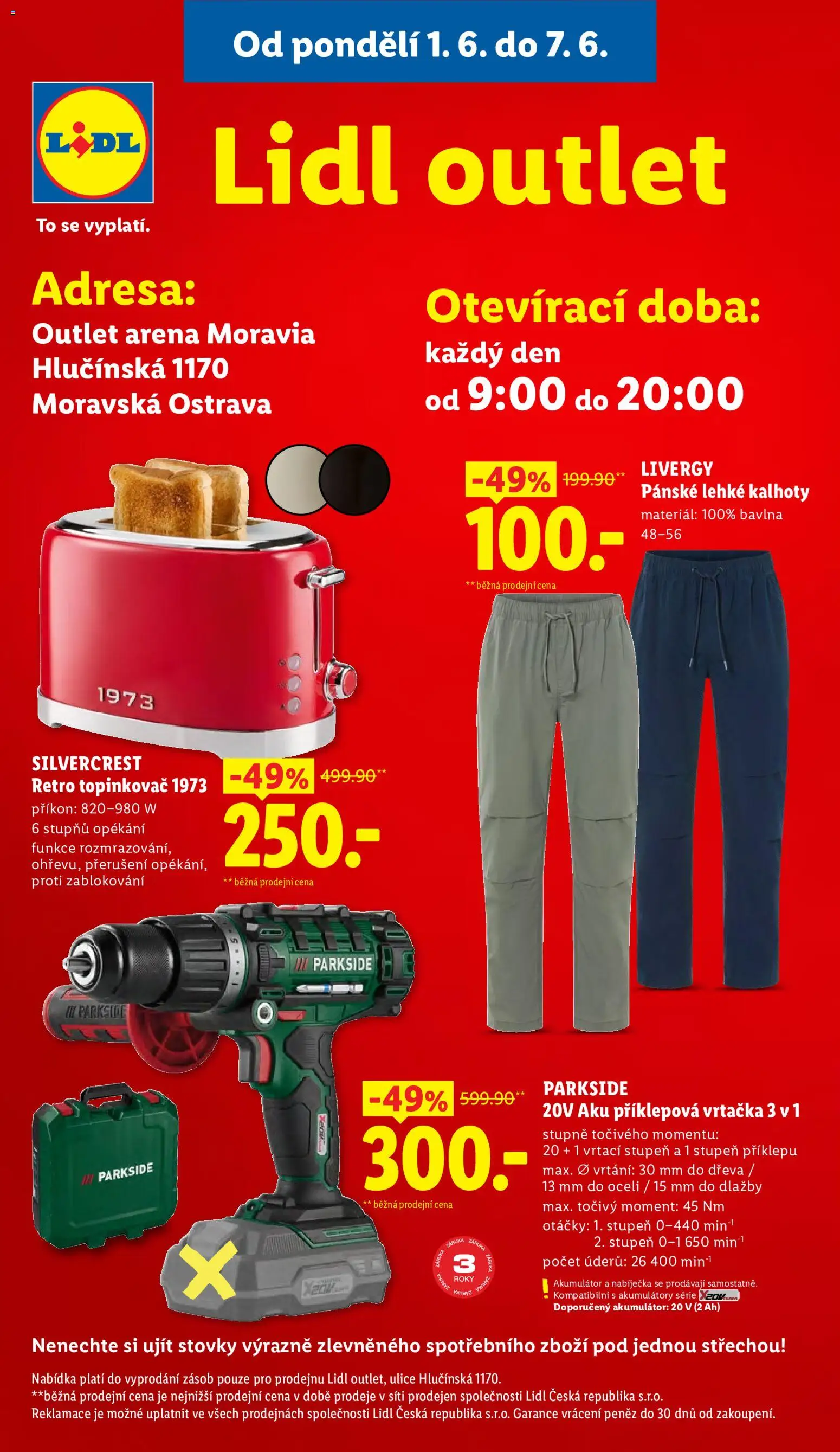 Lidl leták - Spotřební zboží od 01.06.2026 | Strana: 13 | Produkty: Kalhoty, Parkside, Příklepová vrtačka, Topinkovač