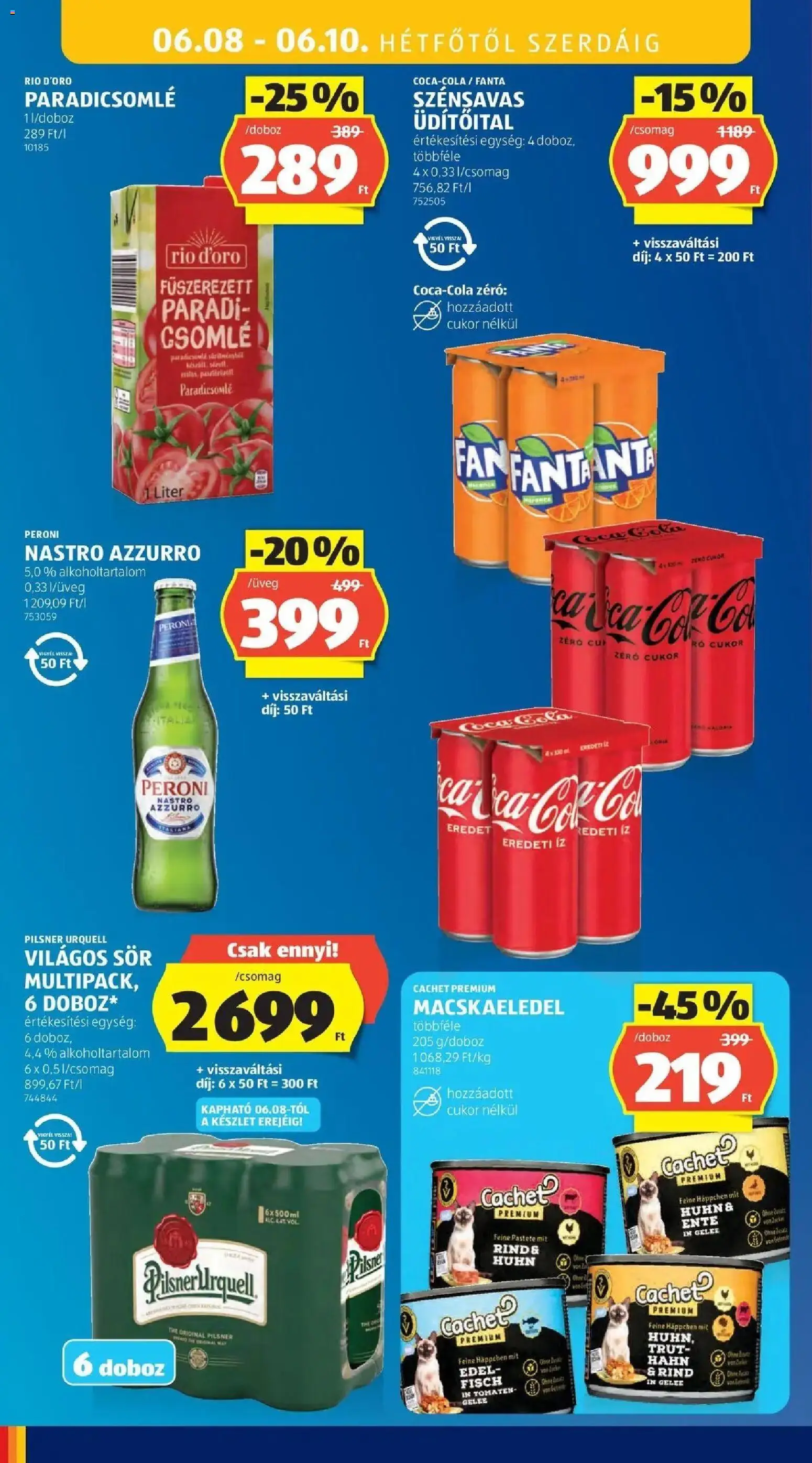 Aldi akciós ujság - amely érvényes a következő dátumtól: 04.06.2026 | Oldal: 38 | Termékek: Fanta, Doboz, Paradicsomlé, Sör
