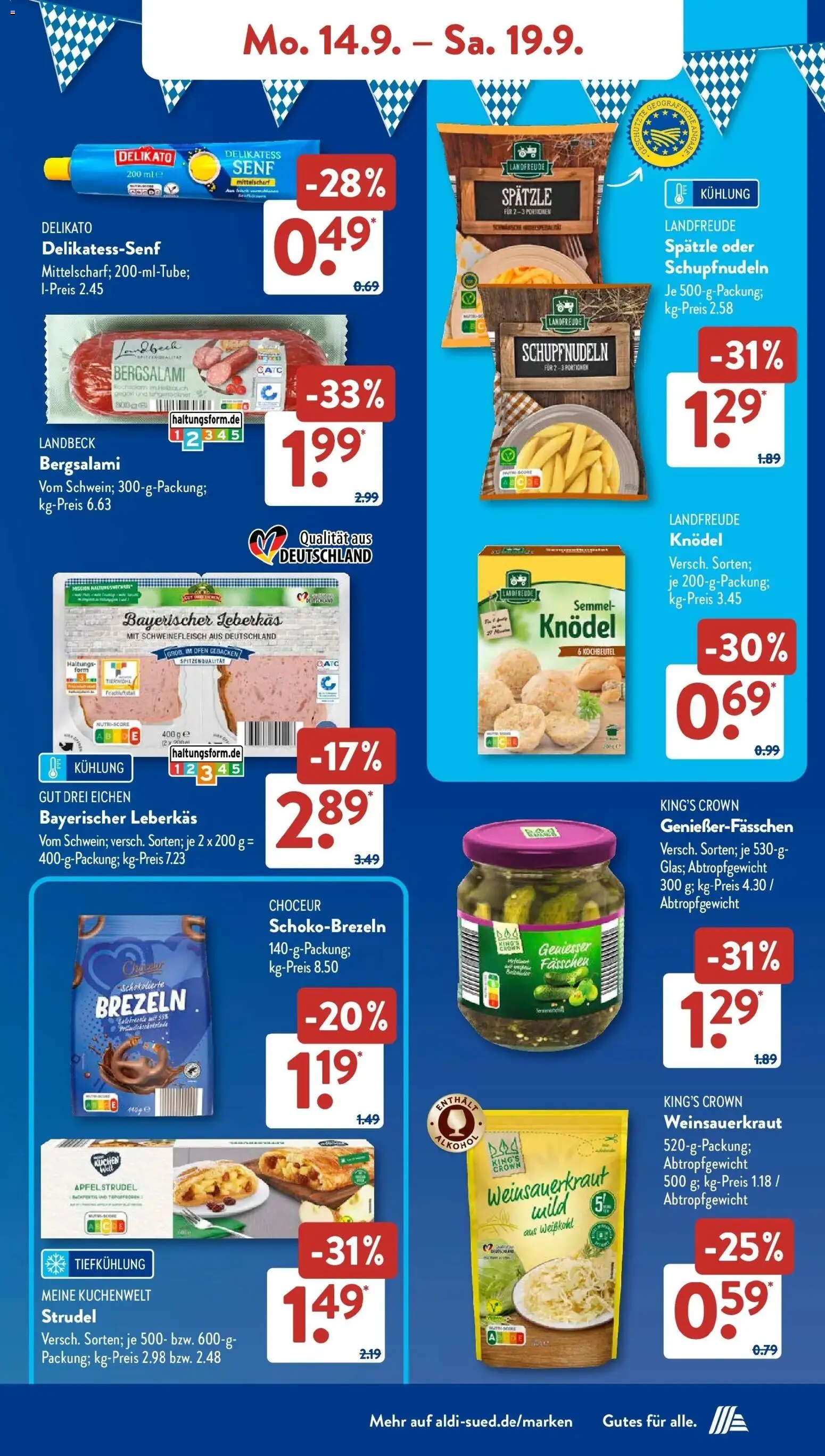 Aldi Süd Aktueller Prospekt (ab 14.09.2026) zum Blättern | Seite: 8 | Produkte: Weiskohl, Ofen, Schweinefleisch, Kuchen