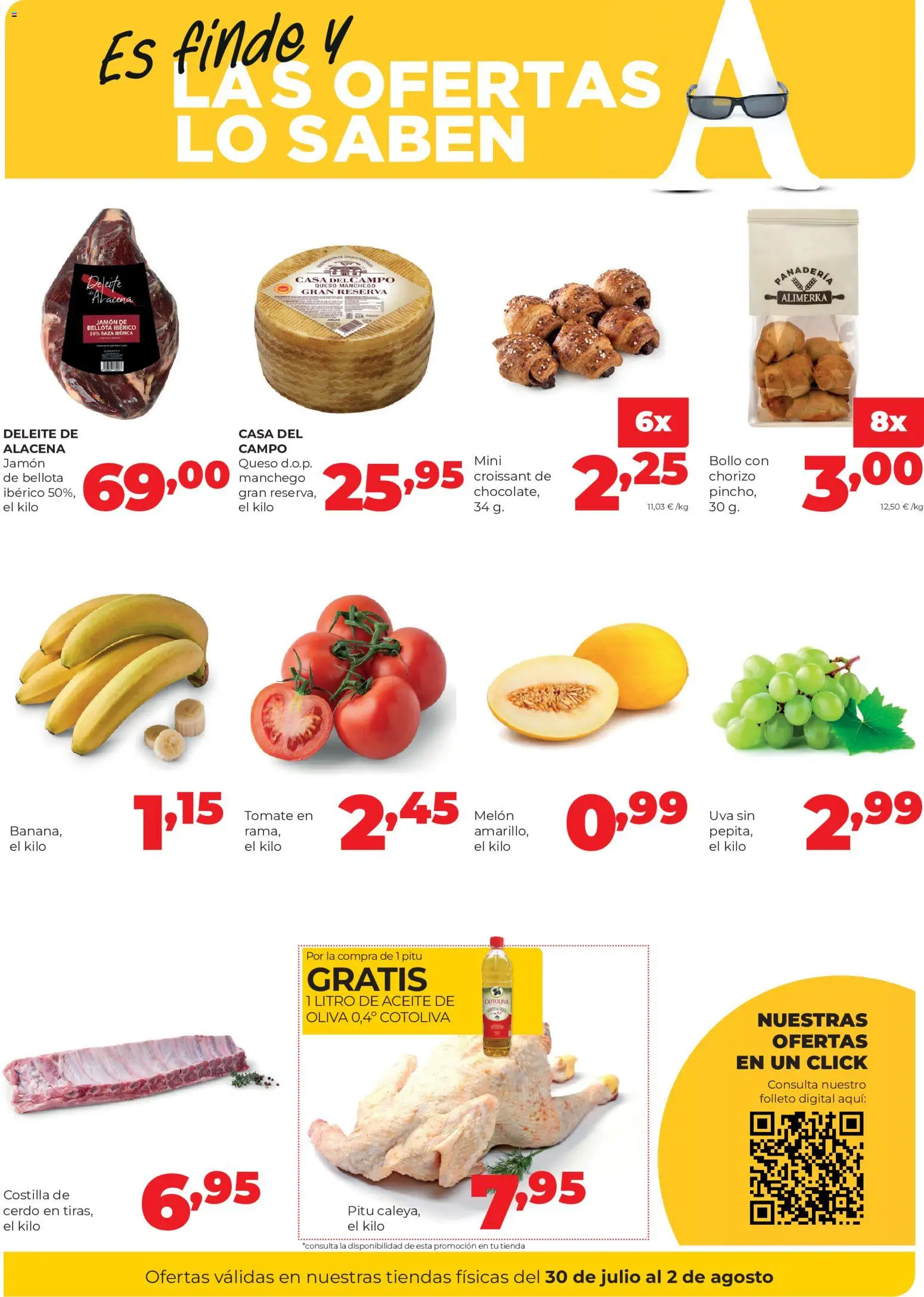Alimerka Fin de semana │ válido desde el 30/07/2026 | Página: 2 | Productos: Φορτιστής, Aceite, Jamón, Cerdo