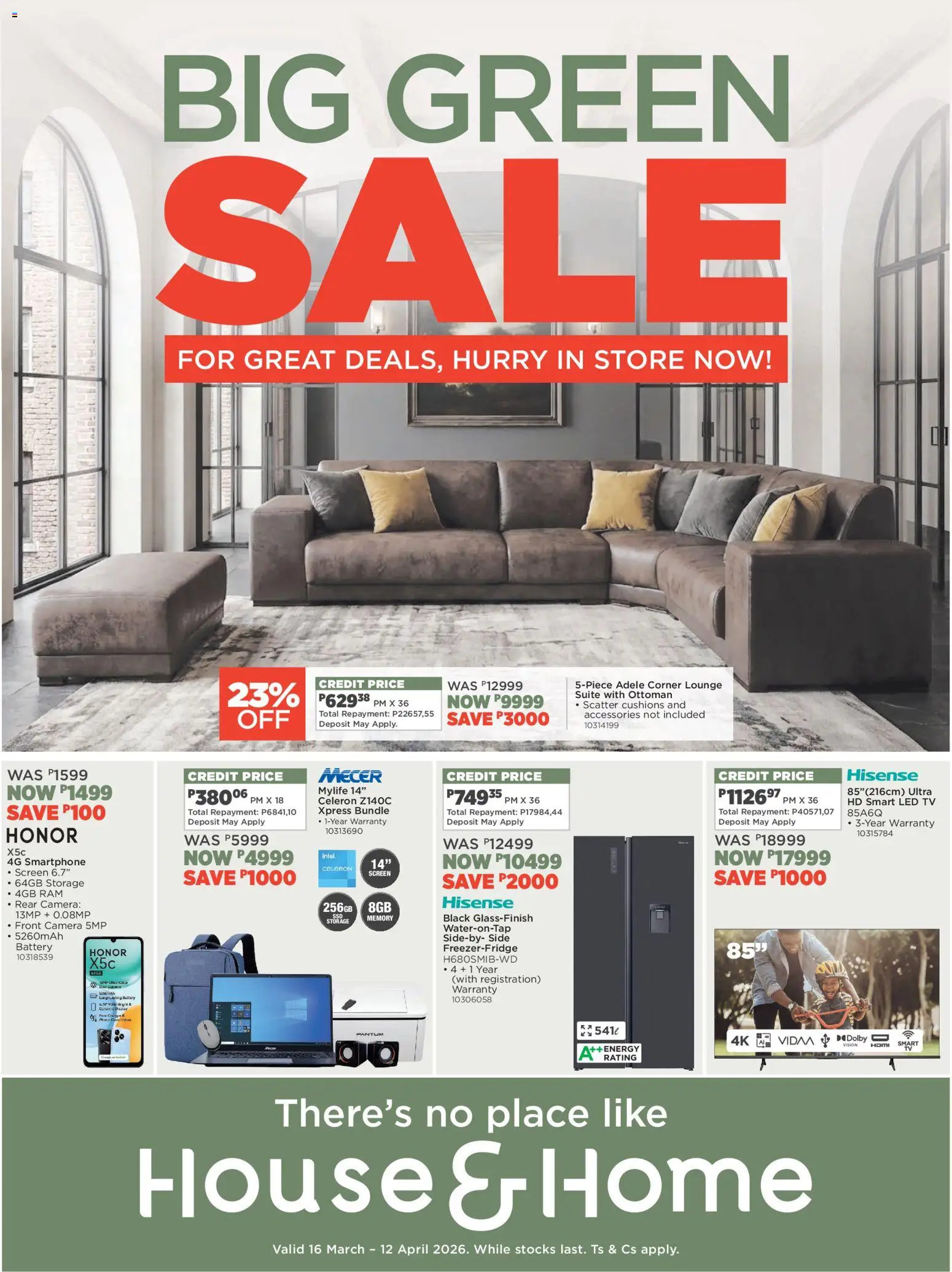 New House and Home catalogue – valid from 16.03.2026 | Page: 1 | Products: Smartphone, TV, Battery, Ottoman