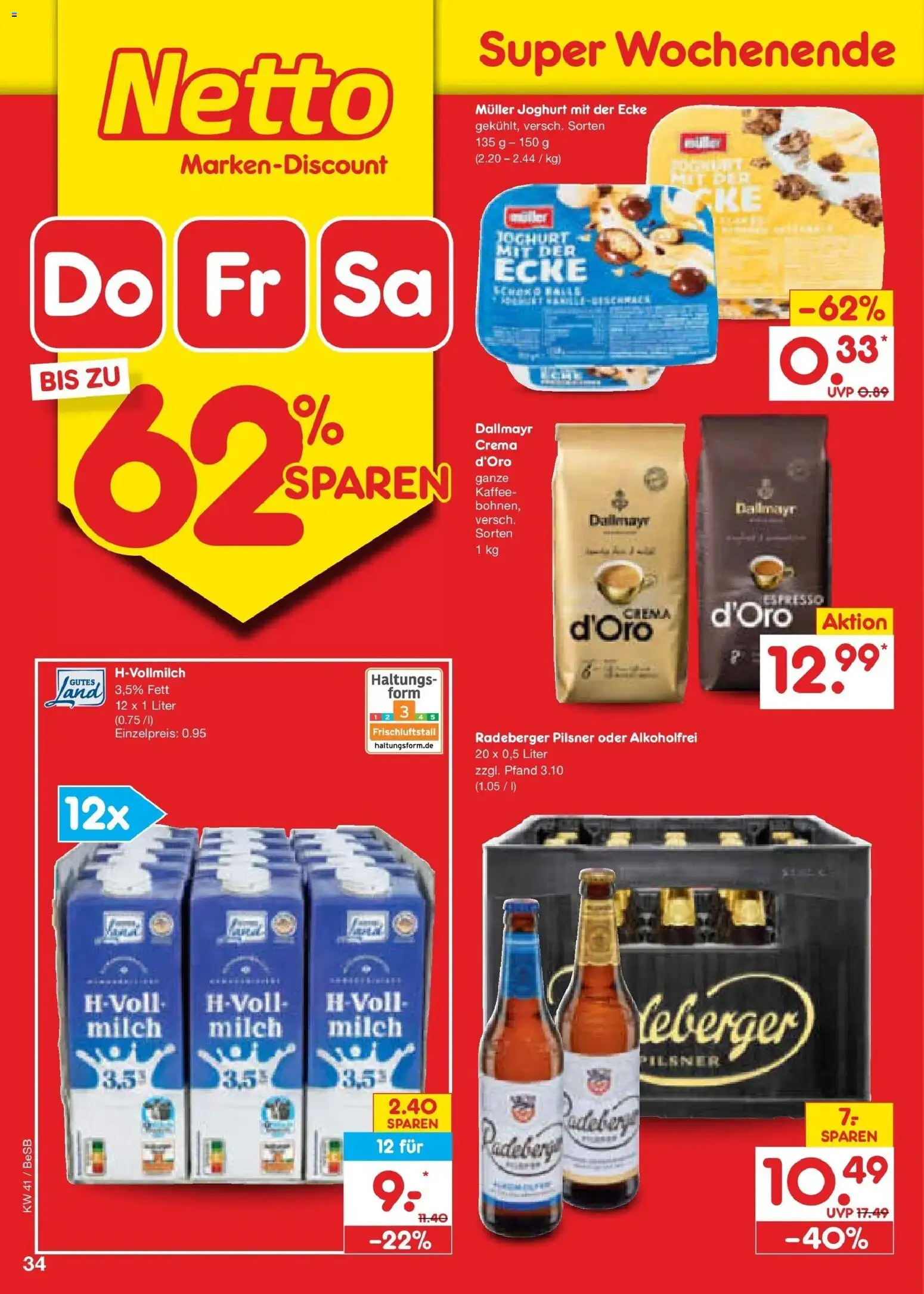 Netto Marken-Discount Prospekt Berlin-Prenzlauer Berg (ab 05.10.2026) » Angebote | Seite: 42 | Produkte: Joghurt, Kaffee, Dallmayr, Radeberger pilsner
