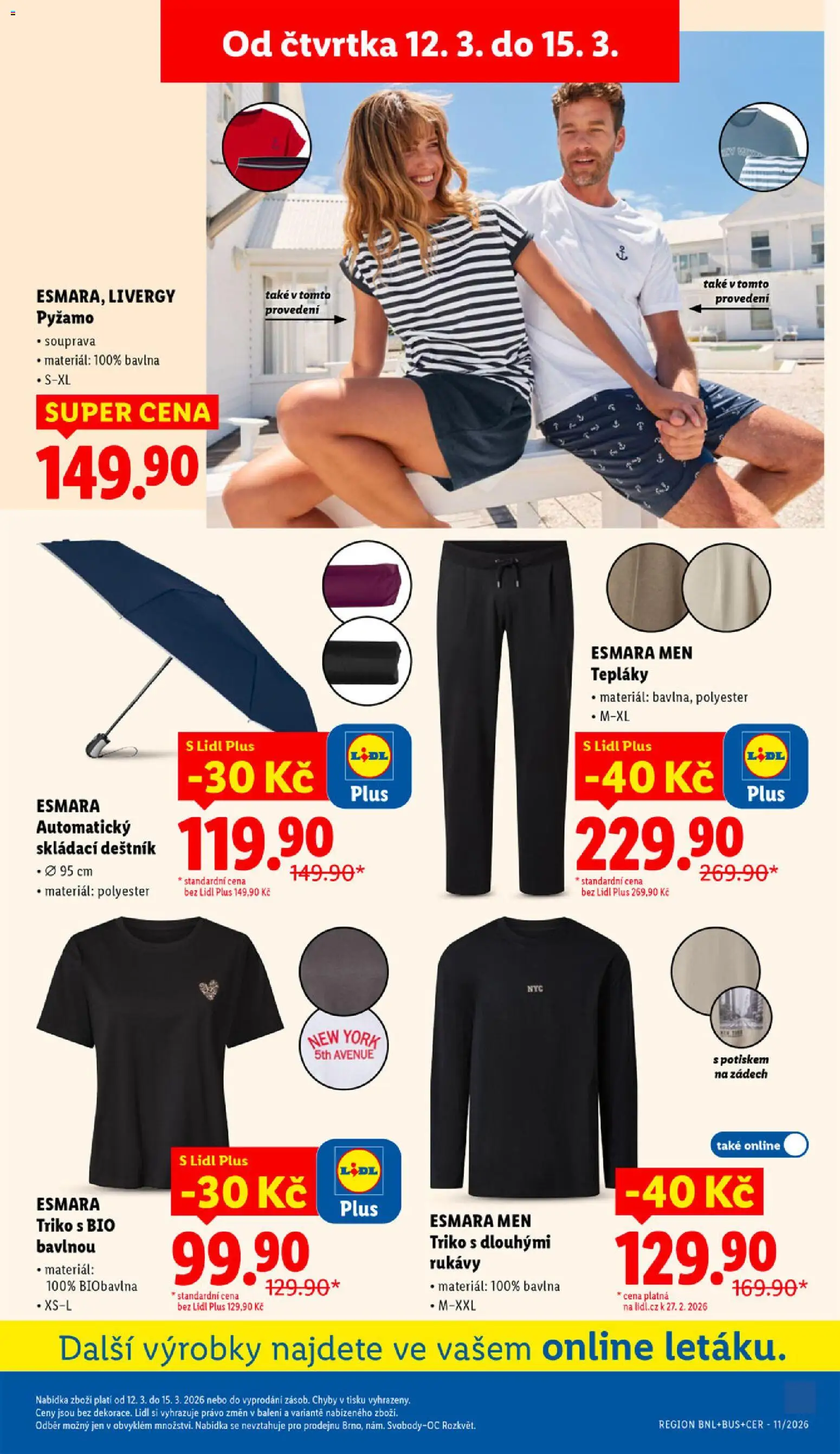 Lidl leták od 12.03.2026 | Strana: 39 | Produkty: Pyžamo, Deštník, Tepláky