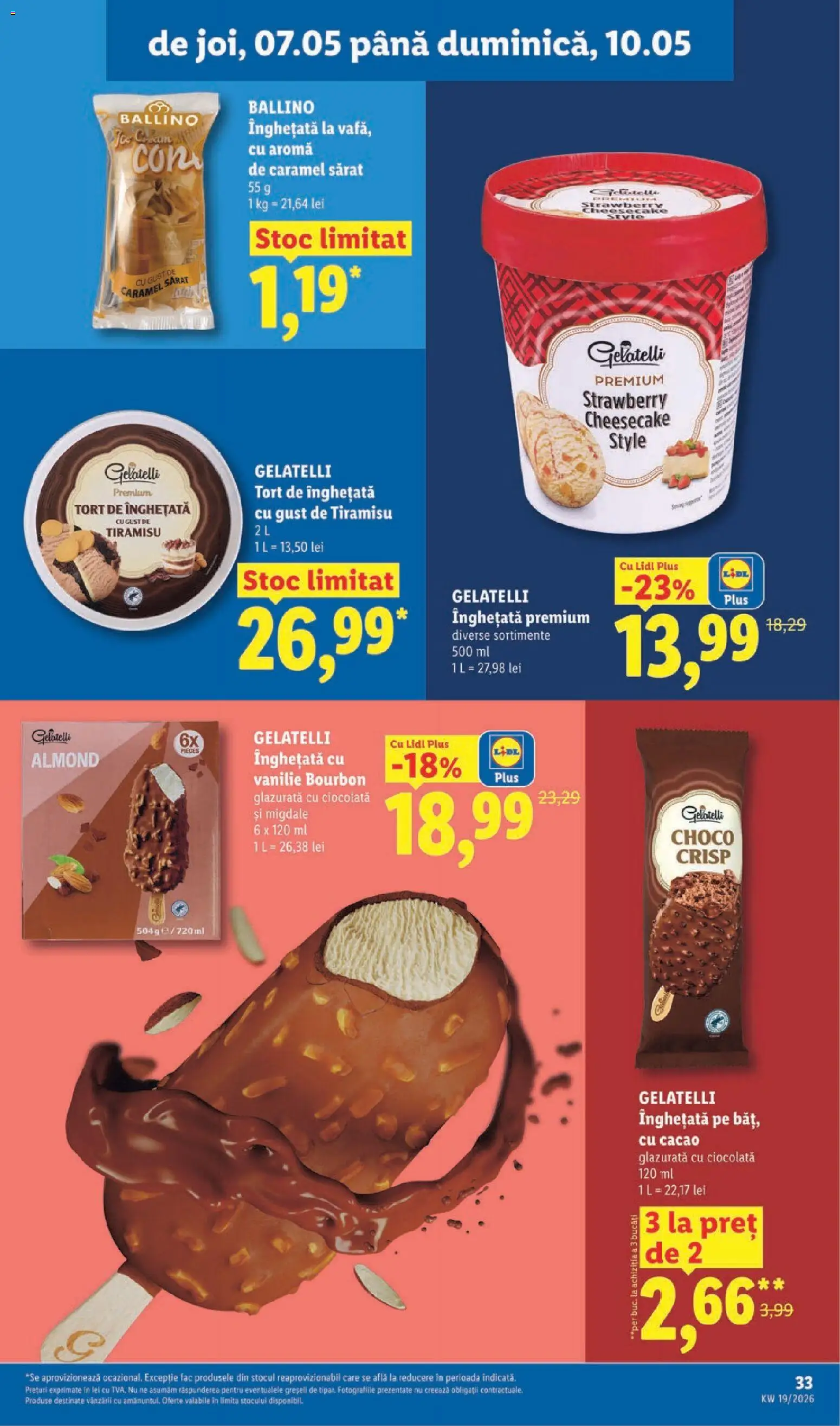 Noul catalog Lidl – valabil de la 04.05.2026 | Pagină: 33 | Produse: Çarşaf, Tort, Ciocolată, Înghețată