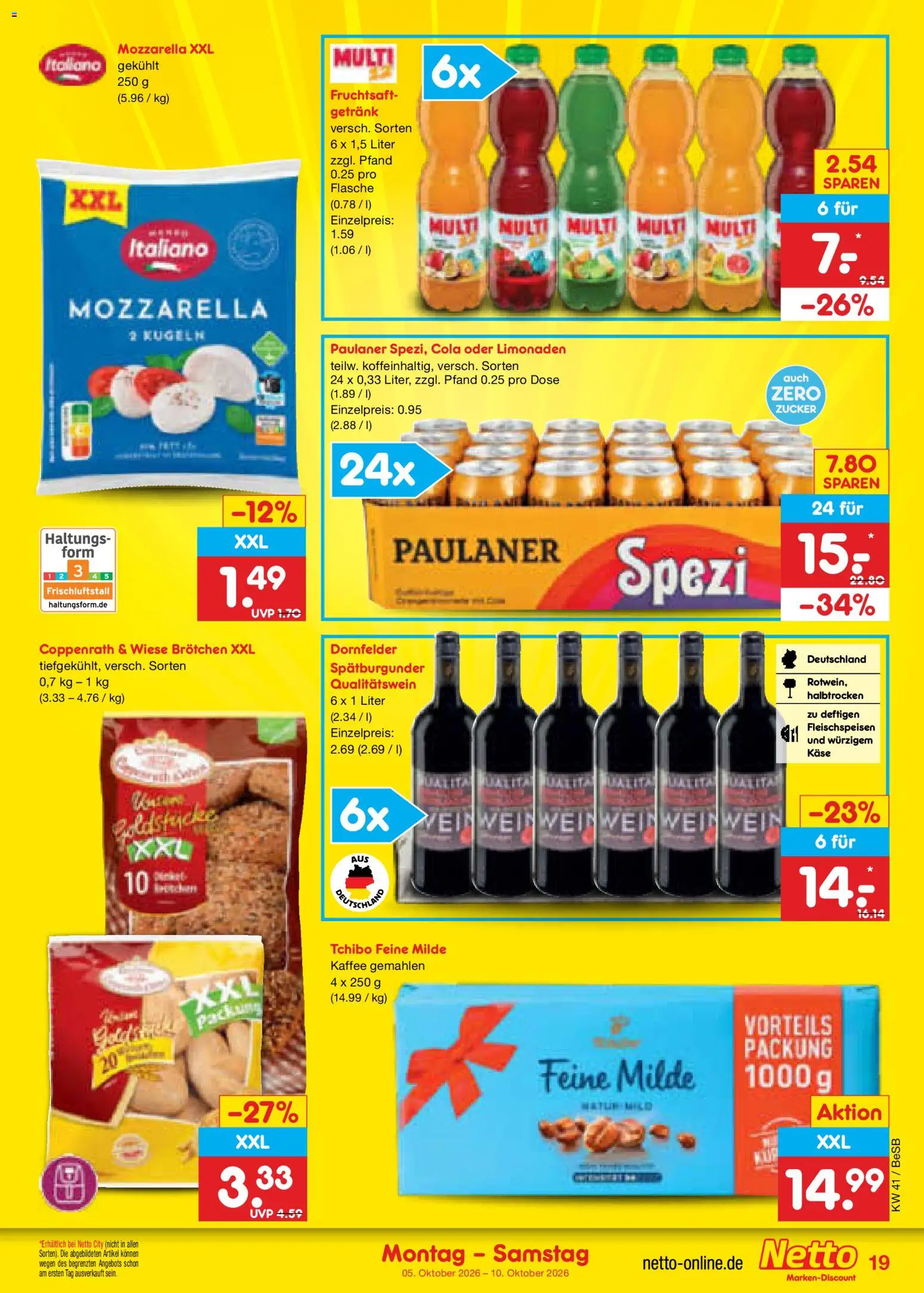 Netto Marken-Discount Prospekt – gültig ab 05.10.2026 | Seite: 21 | Produkte: Cola, Paulaner spezi, Zucker, Wein