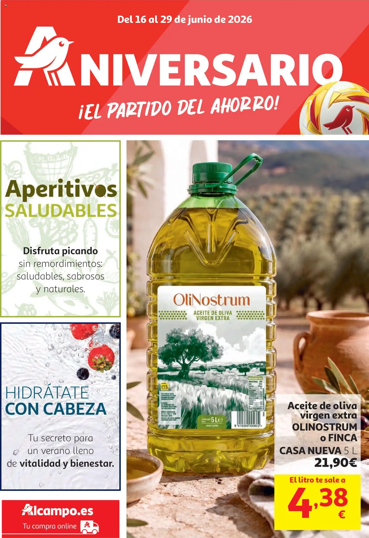 Alcampo folleto │ válido desde el 16.06.2026 | Página: 1 | Productos: Aceite, Té, Aceite de oliva, Aceite de oliva virgen extra