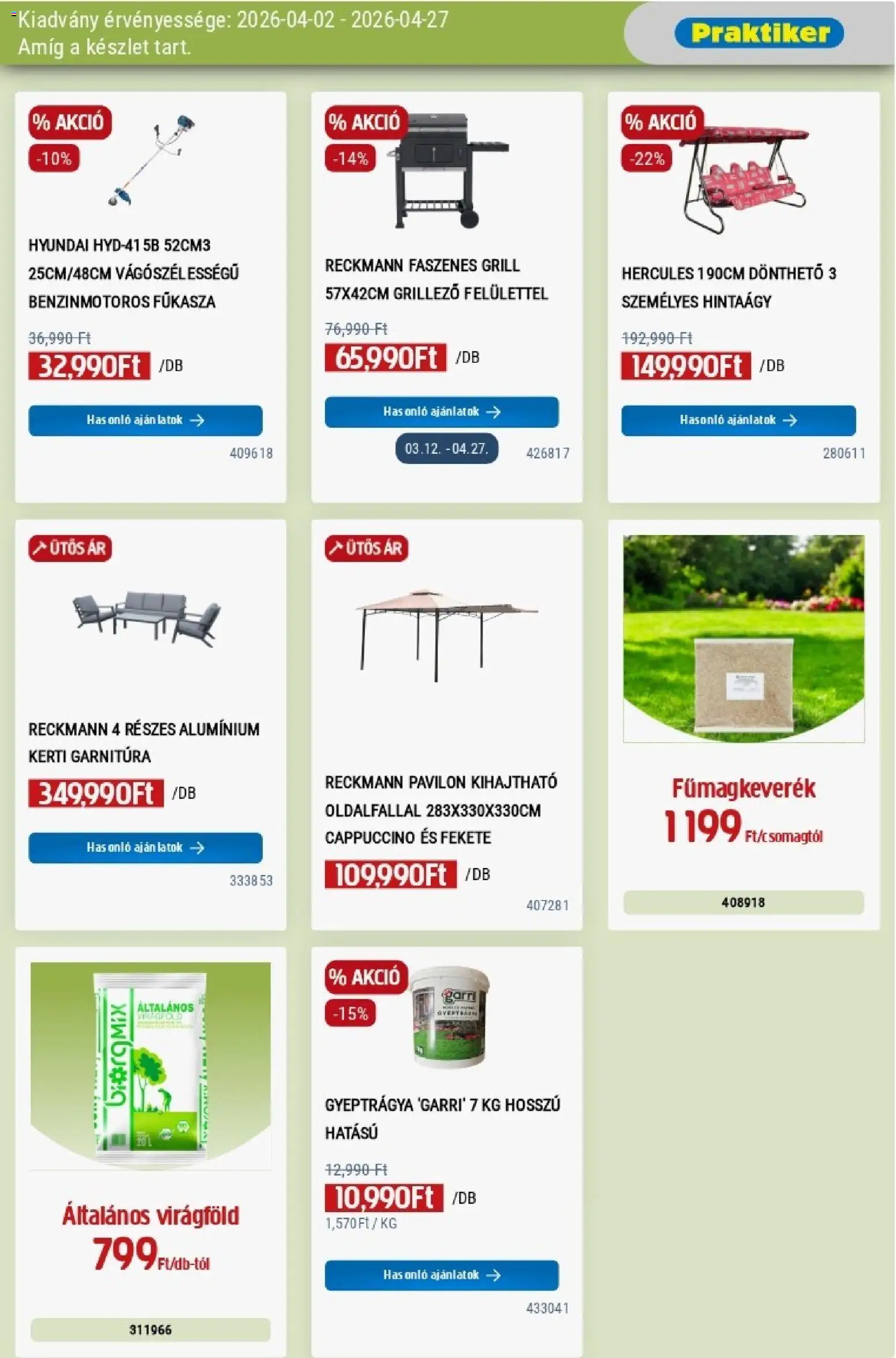 Praktiker akciós ujság - amely érvényes a következő dátumtól: 02.04.2026 | Oldal: 5 | Termékek: Cappuccino, Grill, Pavilon, Hintaágy