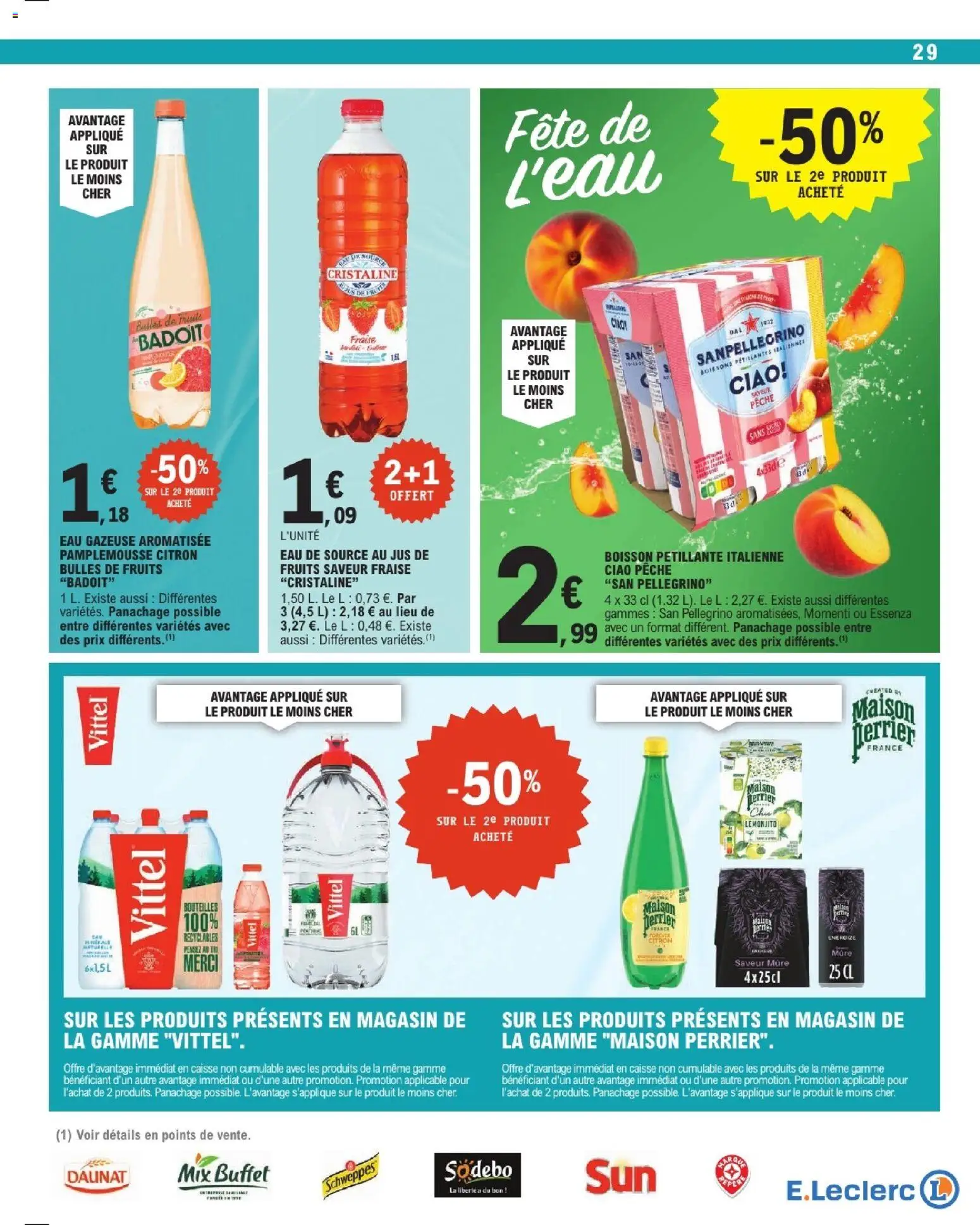 {H1} | Page: 29 | Produits: Citron, Badoit, Pêche, Eau gazeuse