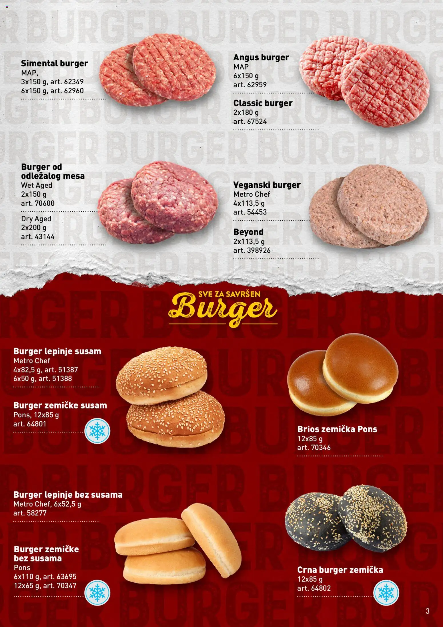 Metro katalog - važi od 01.09.2026 | Strana: 3 | Proizvode: Burger, Burger zemičke, Susam, Brioš