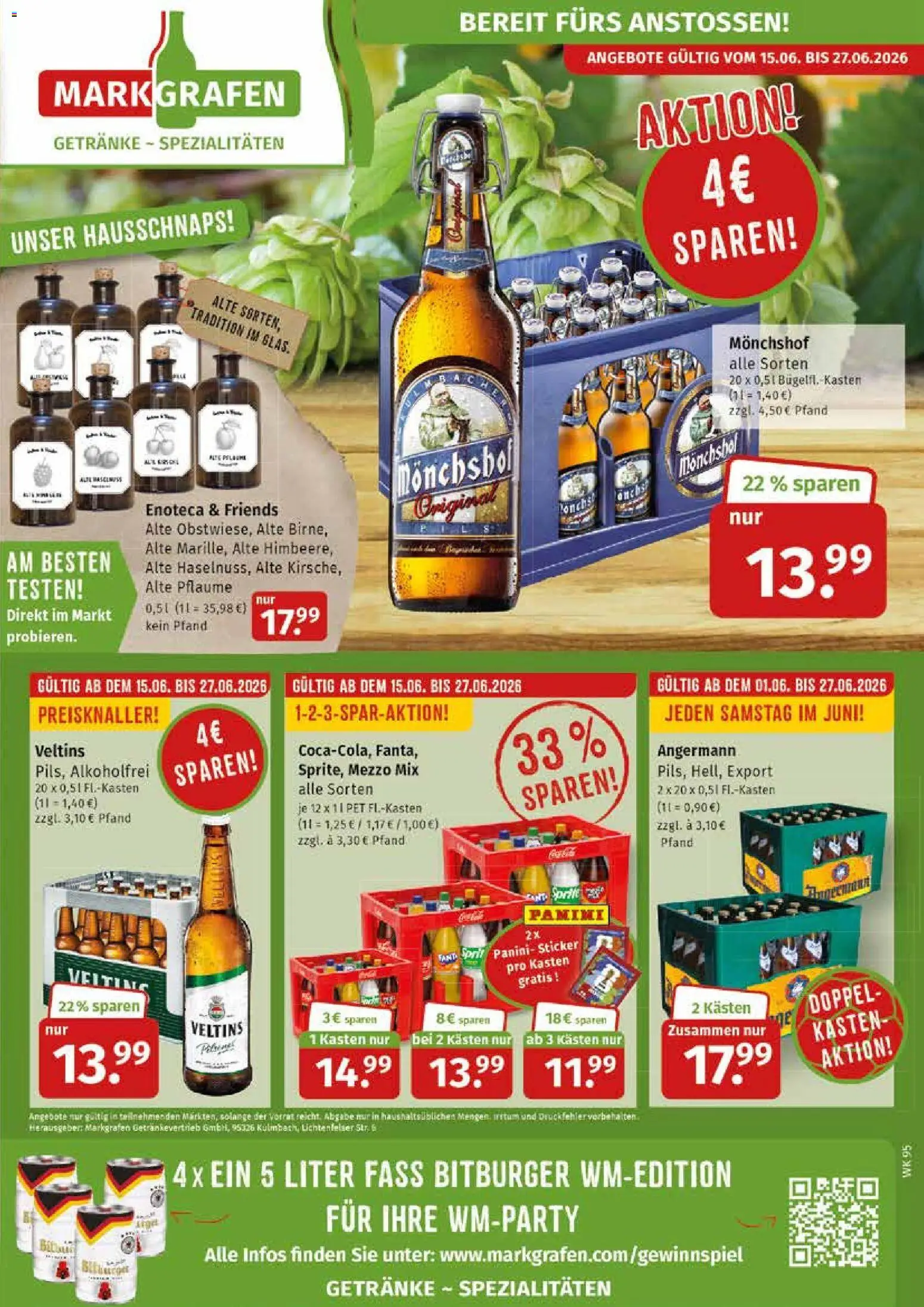 Markgrafen Prospekt – gültig ab 15.06.2026 | Seite: 1 | Produkte: Bitburger, Monchshof, Mezzo mix, Veltins