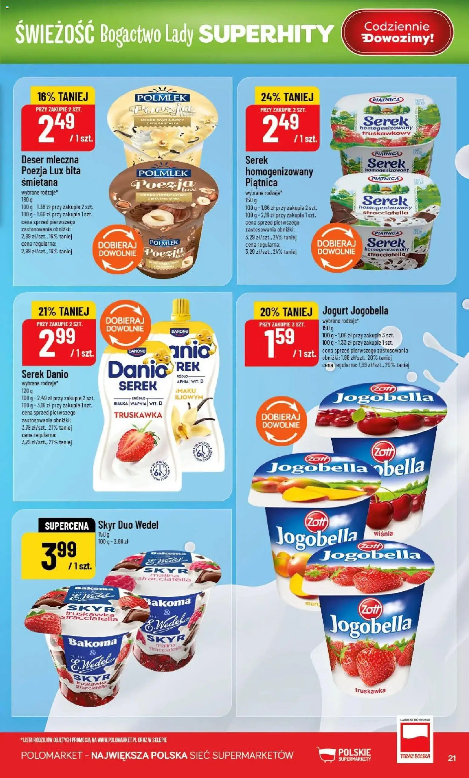 POLOmarket gazetka od 15.04.2026 | Strona: 21 | Produkty: Malina, Jogurt, Śmietana, Skyr