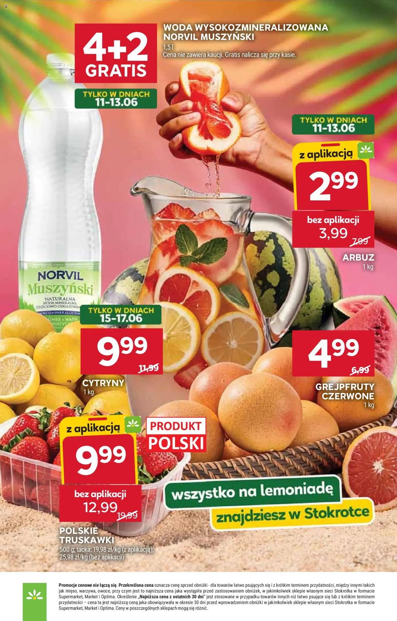 Stokrotka gazetka od 11.06.2026 | Strona: 13 | Produkty: Arbuz, Cytryny, Truskawki, Woda
