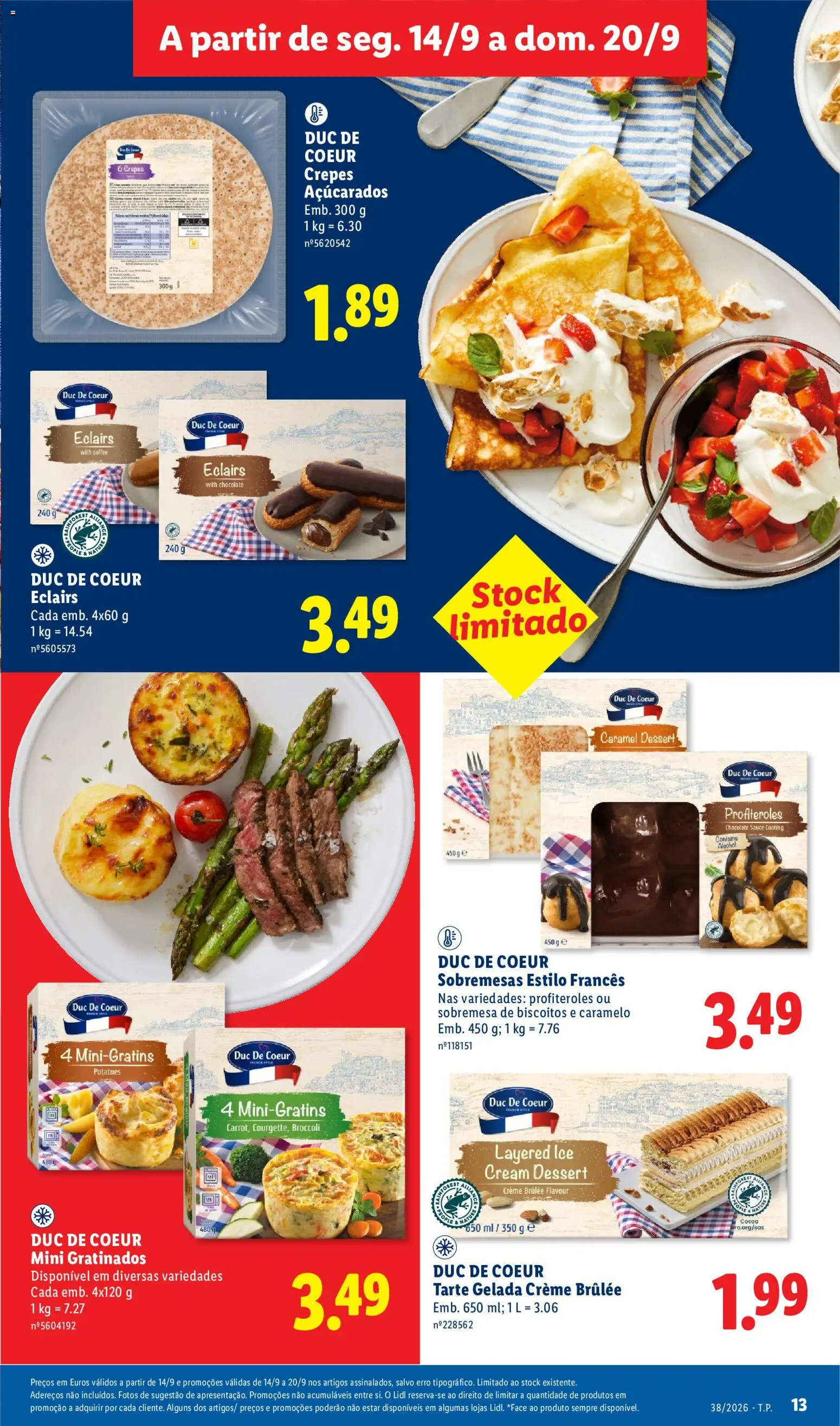 Lidl folheto │ válido de 14/09/2026 | Página: 13 | Produtos: Sobremesas, Tarte, Creme, Biscoitos