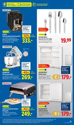 KRUPS Kaffeevollautomat Sensation, Typ „EA910A“. Brühgruppe aus Metall und Edelstahl Kegelmahlwerk. Mit 5 Mahlstufen und Milchdüse. 15 bar. 1.450 W. Je Stück ab 12.10.2026 gültig | Seite: 19