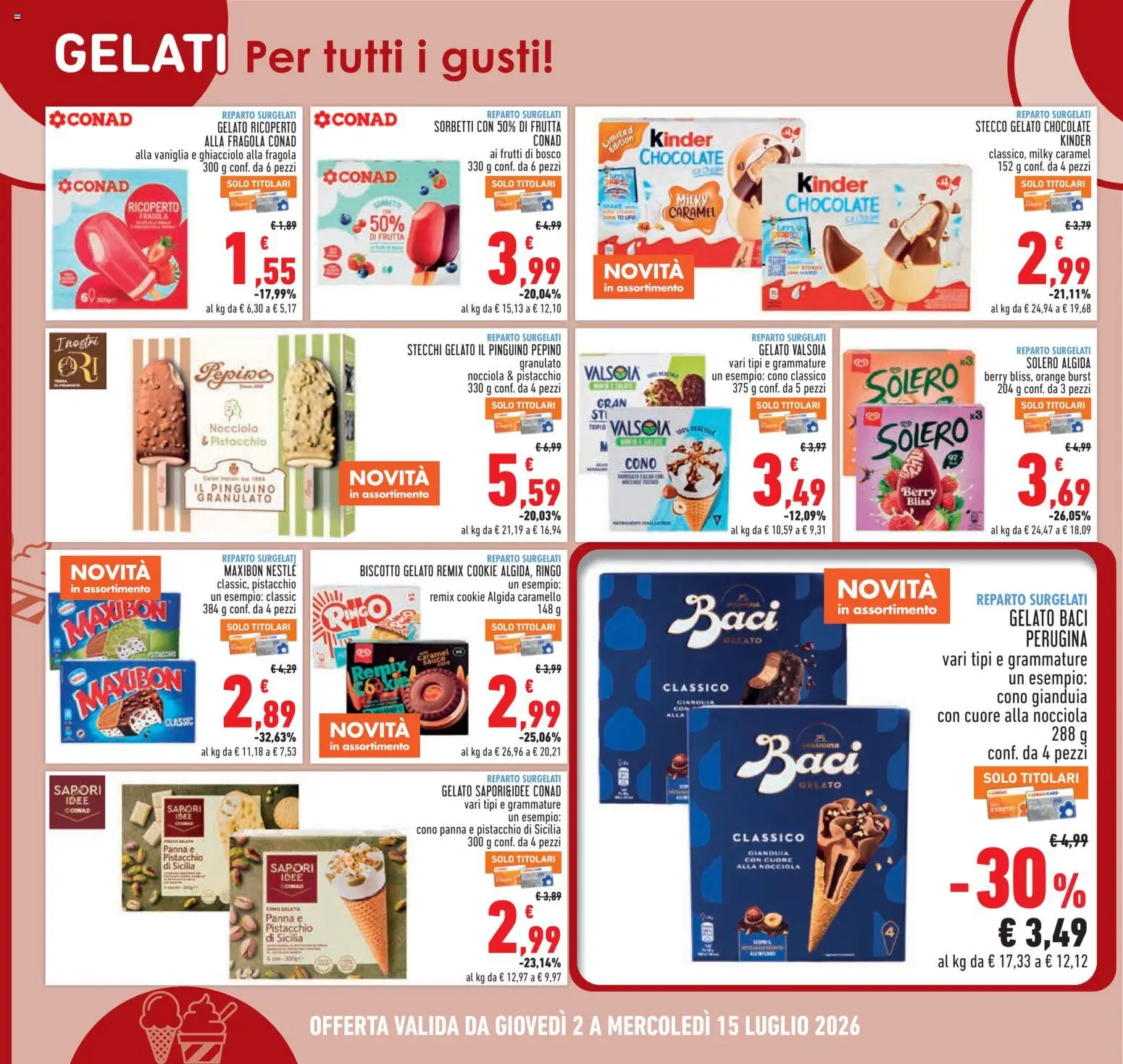 Volantino Conad del 02/07/2026 | Pagina: 10 | Prodotti: Panna, Gelato, Frutta