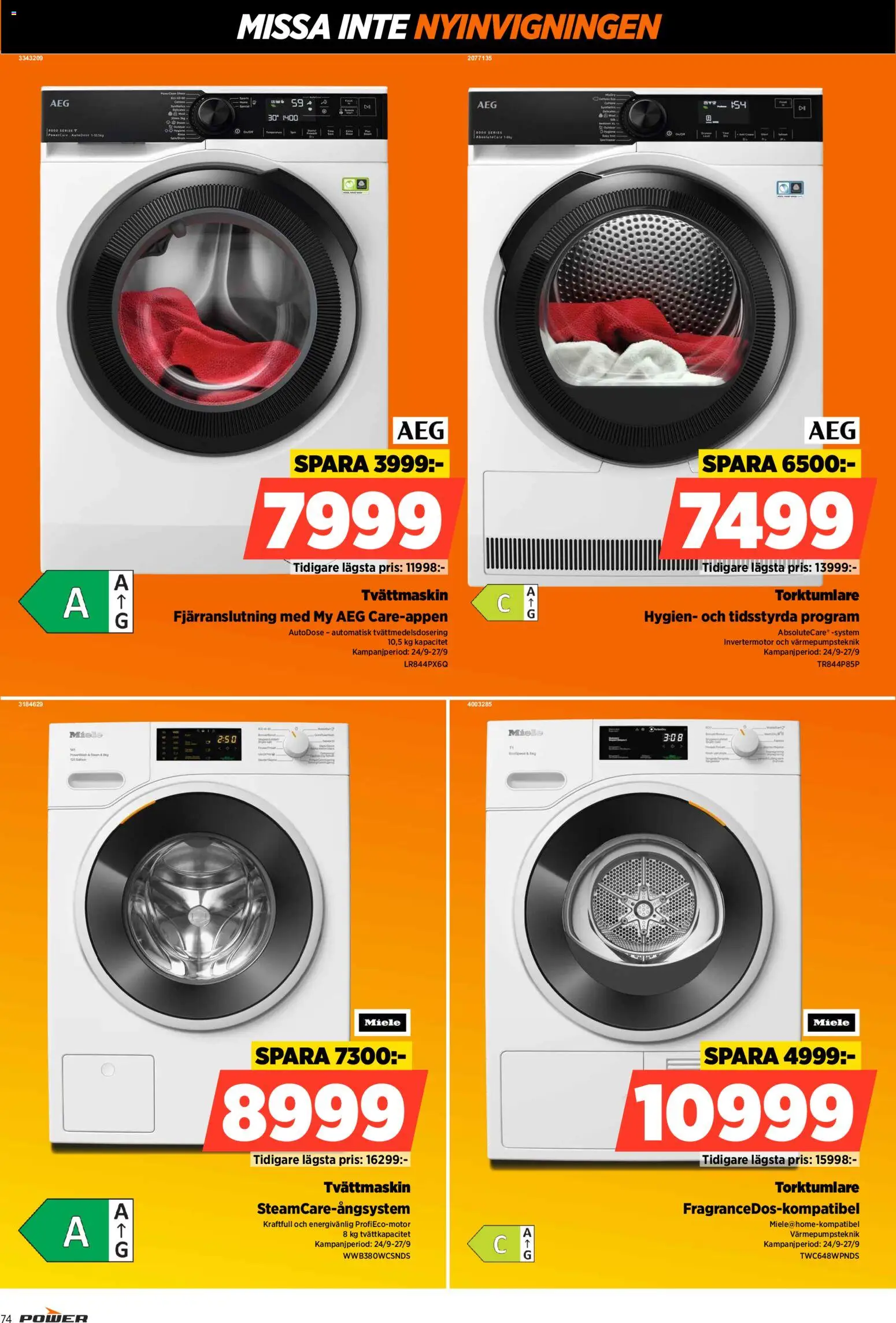 Power reklamblad aktuell från 24/09/2026 | Sida: 74 | Produkter: Tvättmaskin, Torktumlare