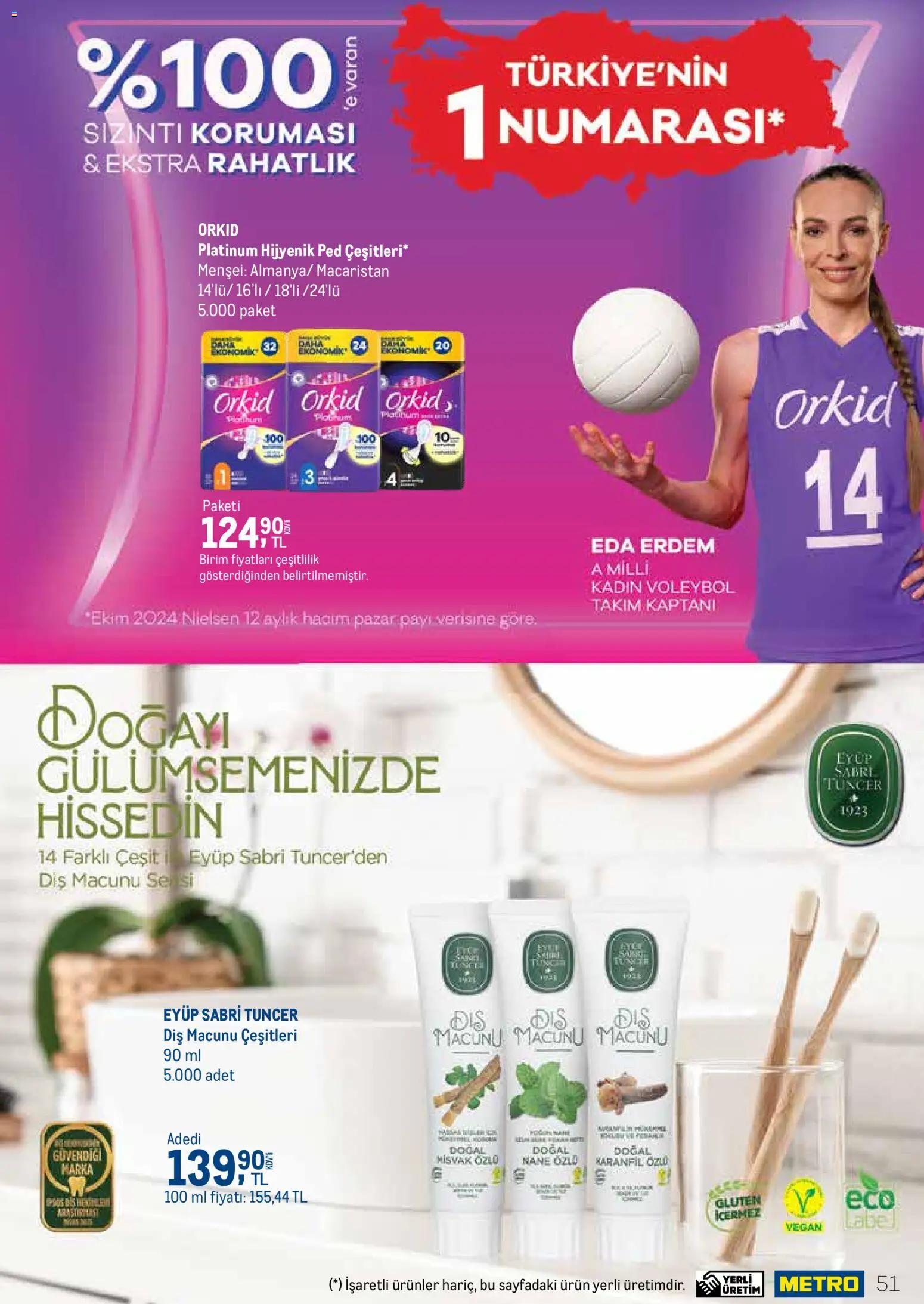 Metro - Temizlik | Kişisel bakım - 01.03.2026 tarihinden itibaren geçerlidir | Sayfa: 51 | Ürünler: Hijyenik ped, Diş macunu, Karanfil, Nane