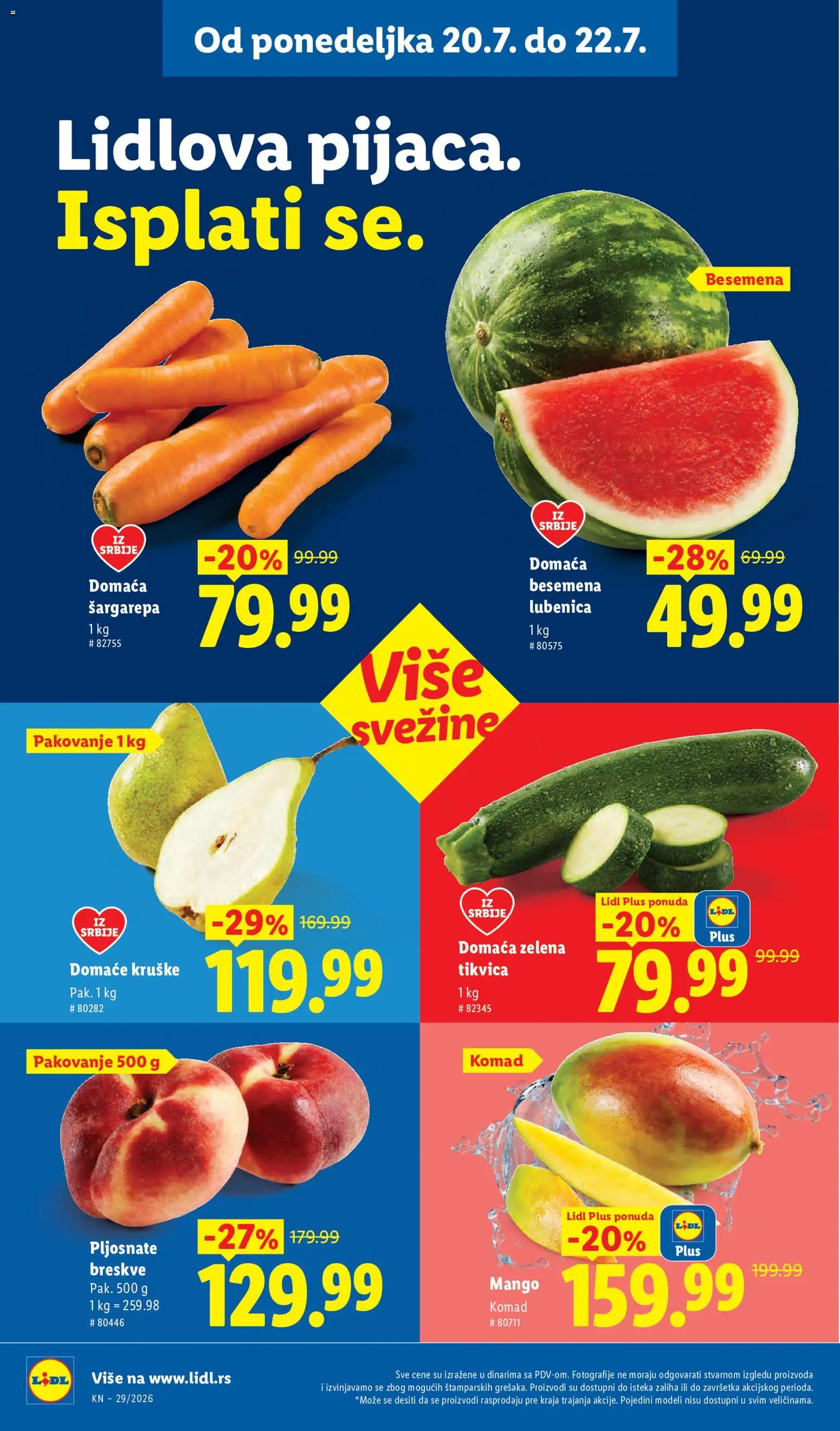 Lidl katalog - važi od 16.07.2026 | Strana: 100 | Proizvode: Mango, Lubenica, Tikvica, Breskve