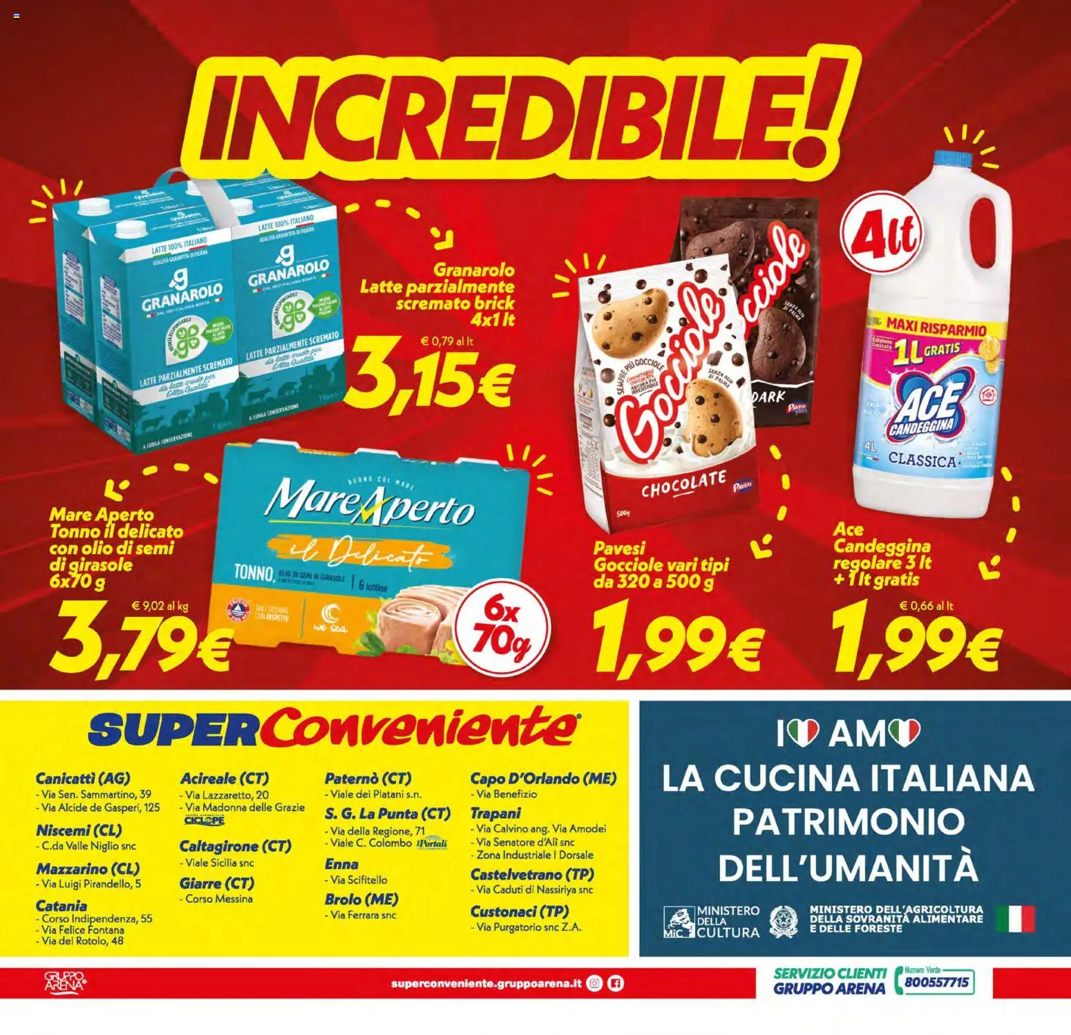 Volantino SuperConveniente del 10/07/2026 | Pagina: 24 | Prodotti: Candeggina, Latte, Olio, Latte parzialmente scremato