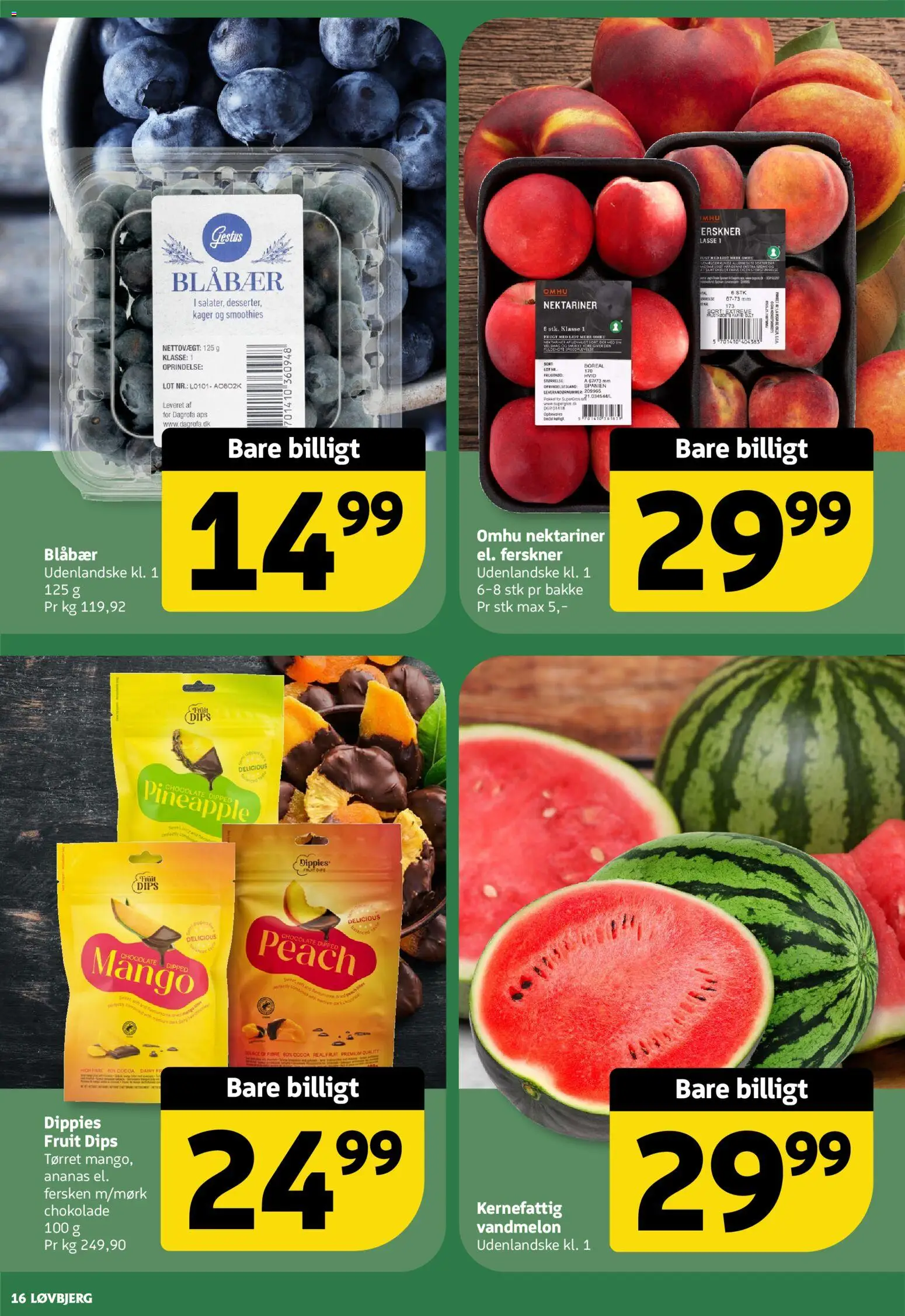 Løvbjerg tilbudsavis – gyldig fra 17/07/2026 | Side: 16 | Produkter: Blåbær, Chokolade, Vandmelon, Kager